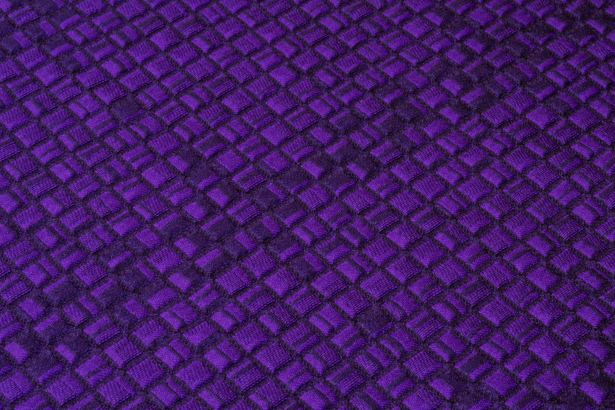 Geometric Italian Silk Blend Brocade - Purple