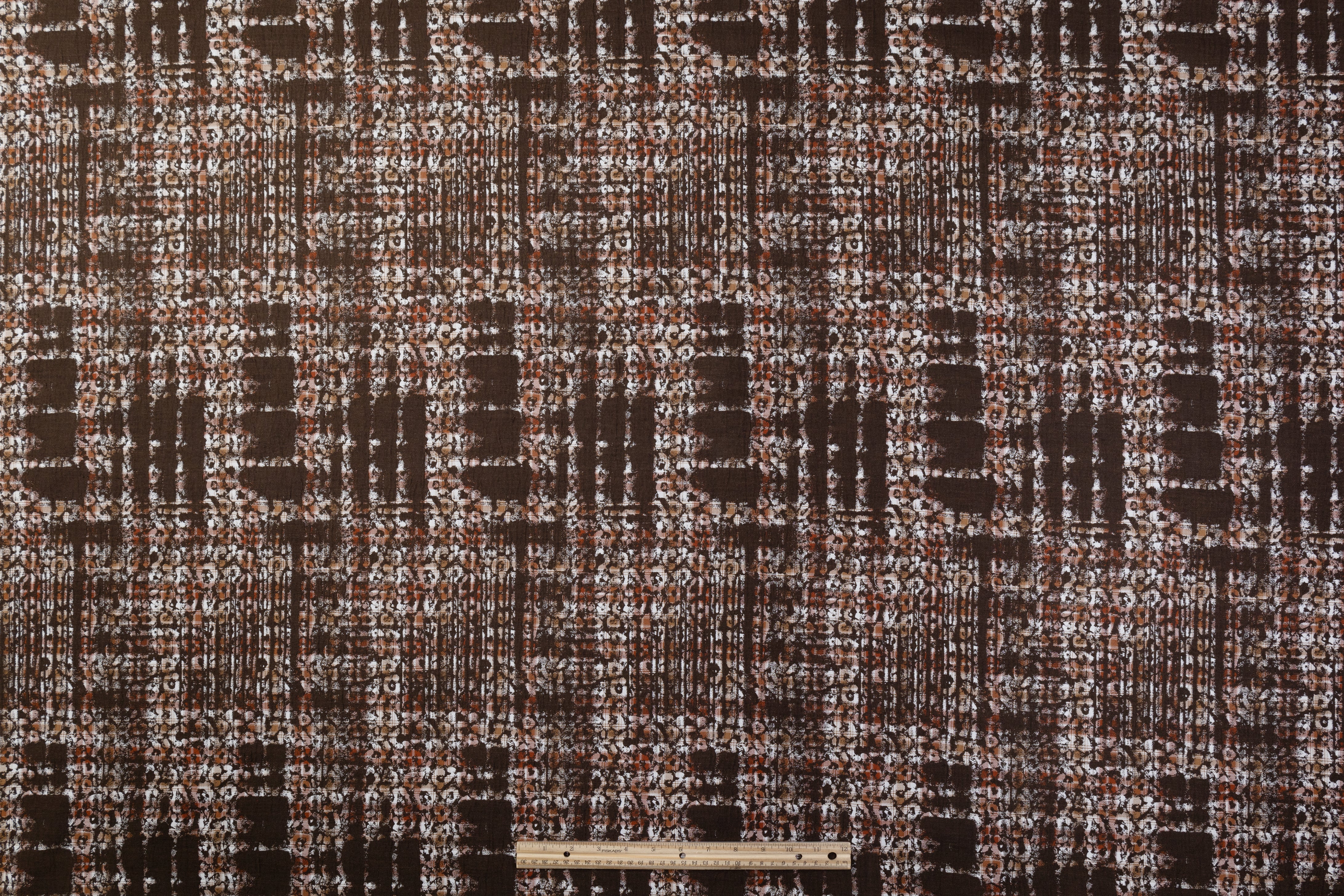 Double Faced Italian Linen Jacquard - Brown