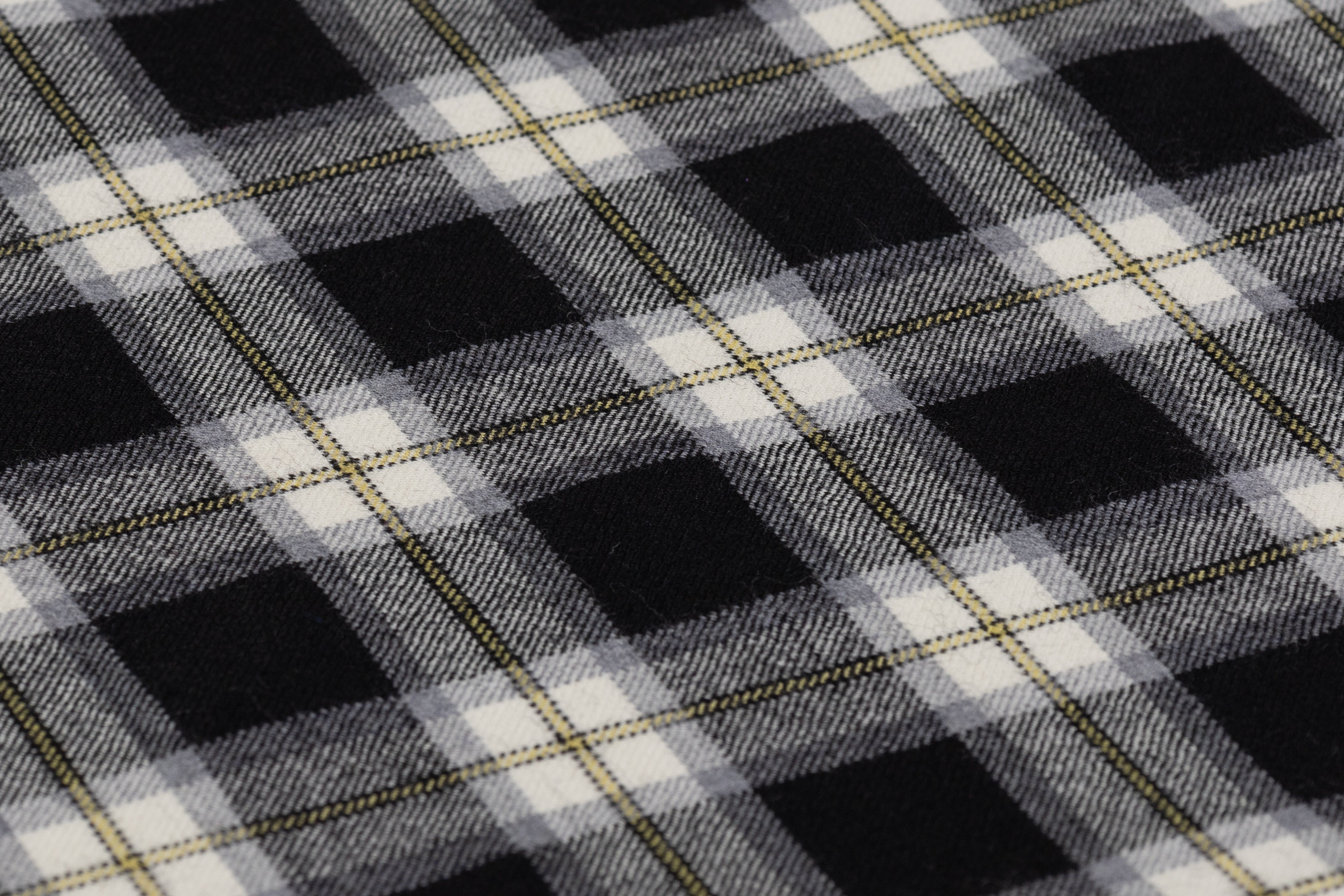 Checked Italian Wool Flannel Suiting - Black / Yellow / White