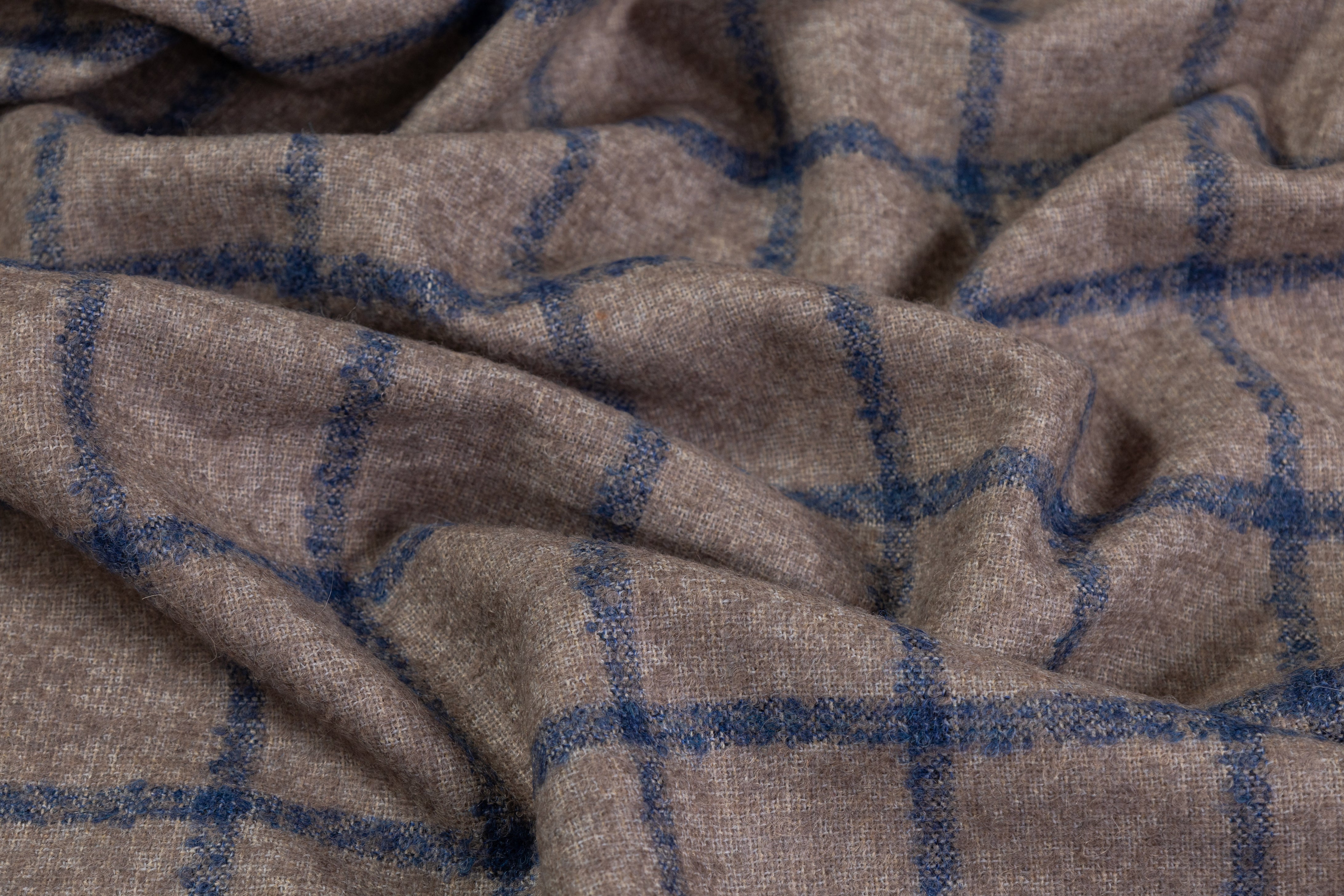 Italian Alpaca Wool Blend - Blue / Taupe