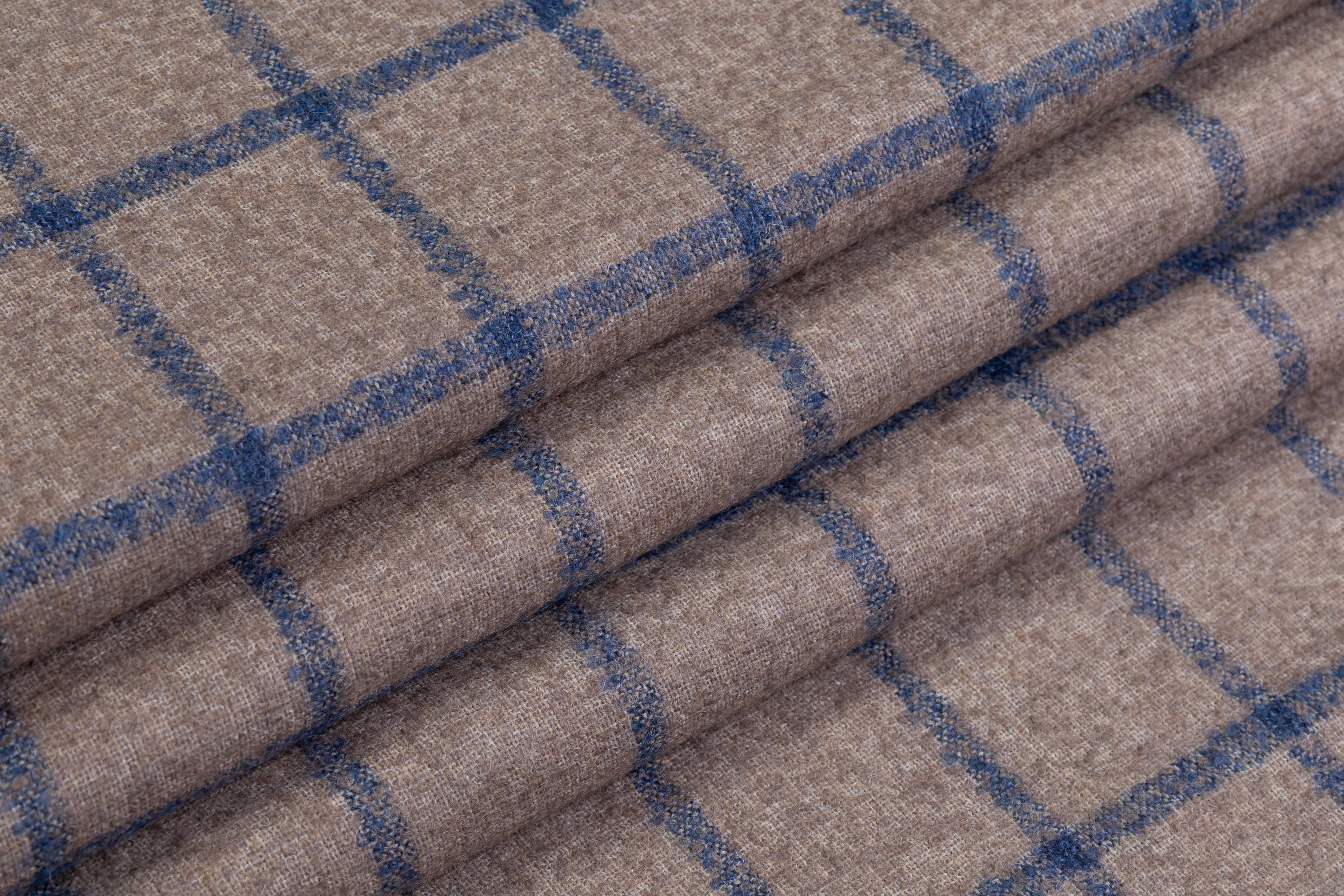 Italian Alpaca Wool Blend - Blue / Taupe