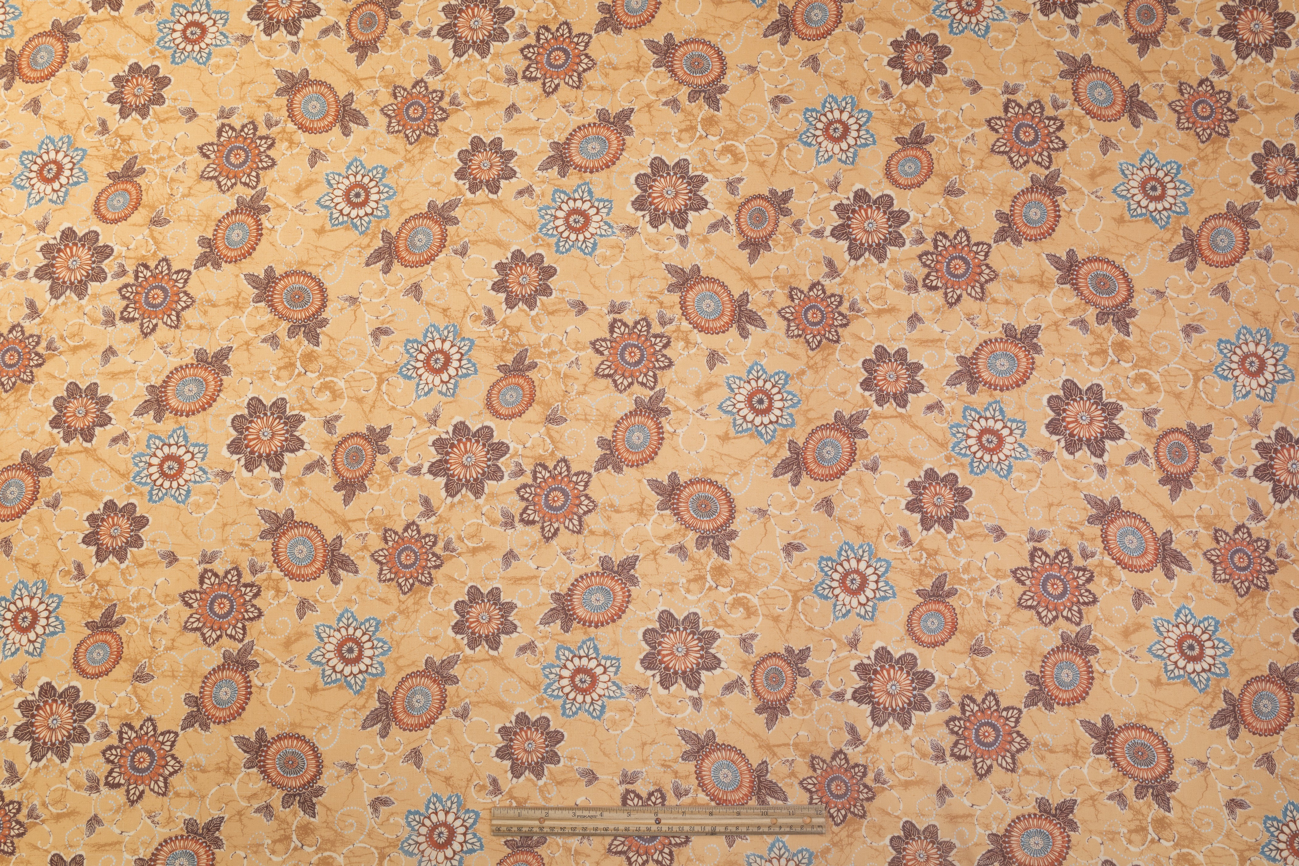 Floral Printed Italian Linen - Brown