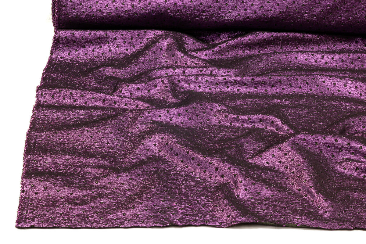 Double Faced Dotted Metallic Italian Brocade - Amethyst / Green