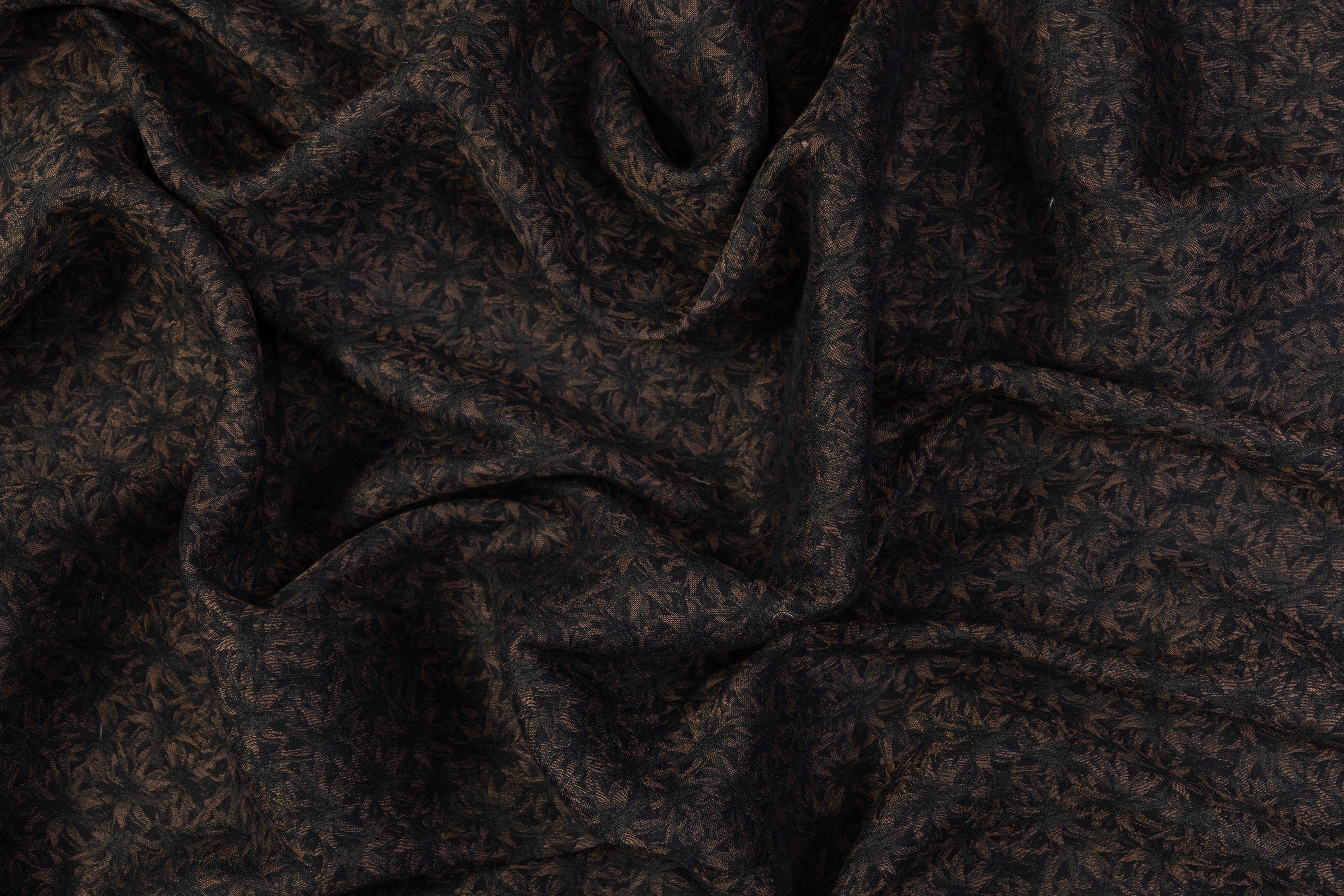 Italian Linen Jacquard - Green / Brown