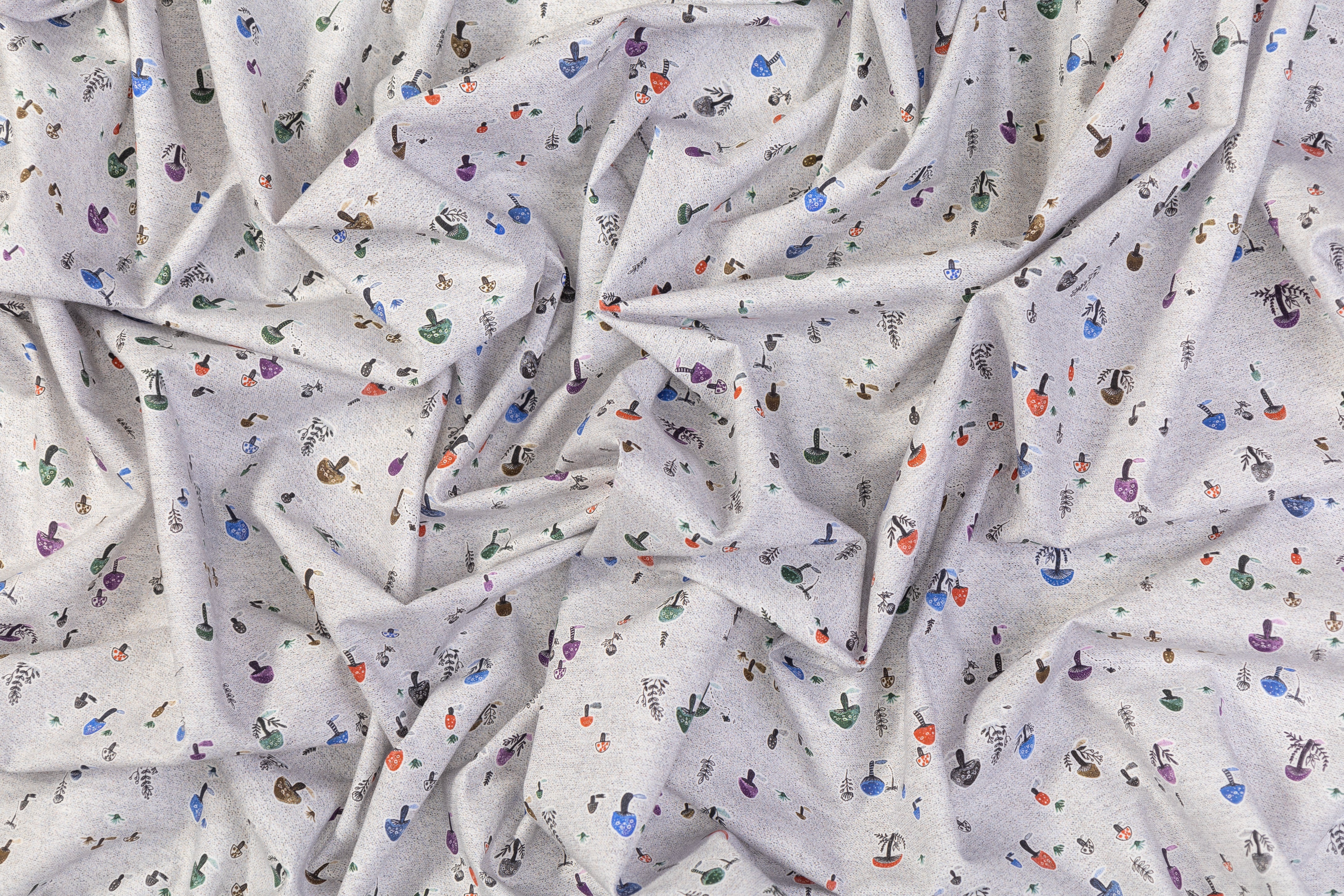 Mushroom Printed Italian Cotton - Multicolor