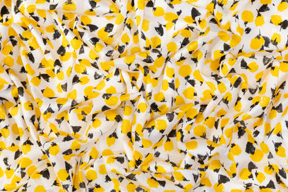 Printed Italian Cotton Fil Coupé - Yellow / Black / White