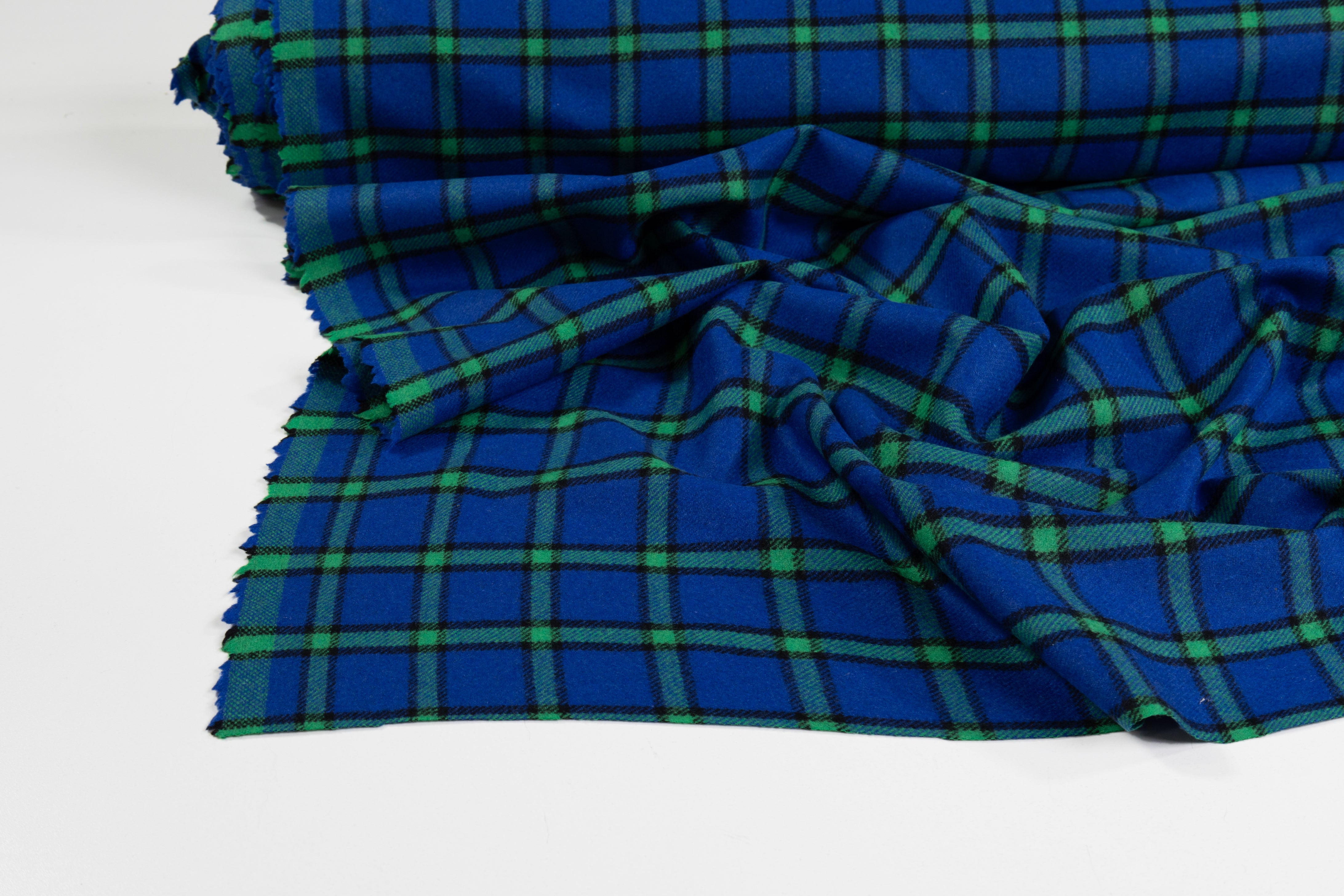 Checked Italian Wool Blend - Blue / Green
