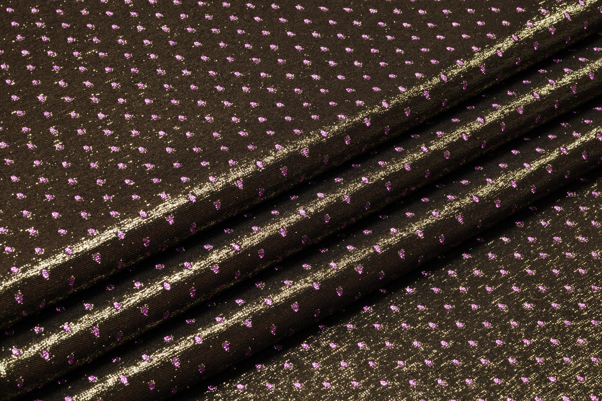 Double Faced Dotted Metallic Italian Brocade - Amethyst / Green
