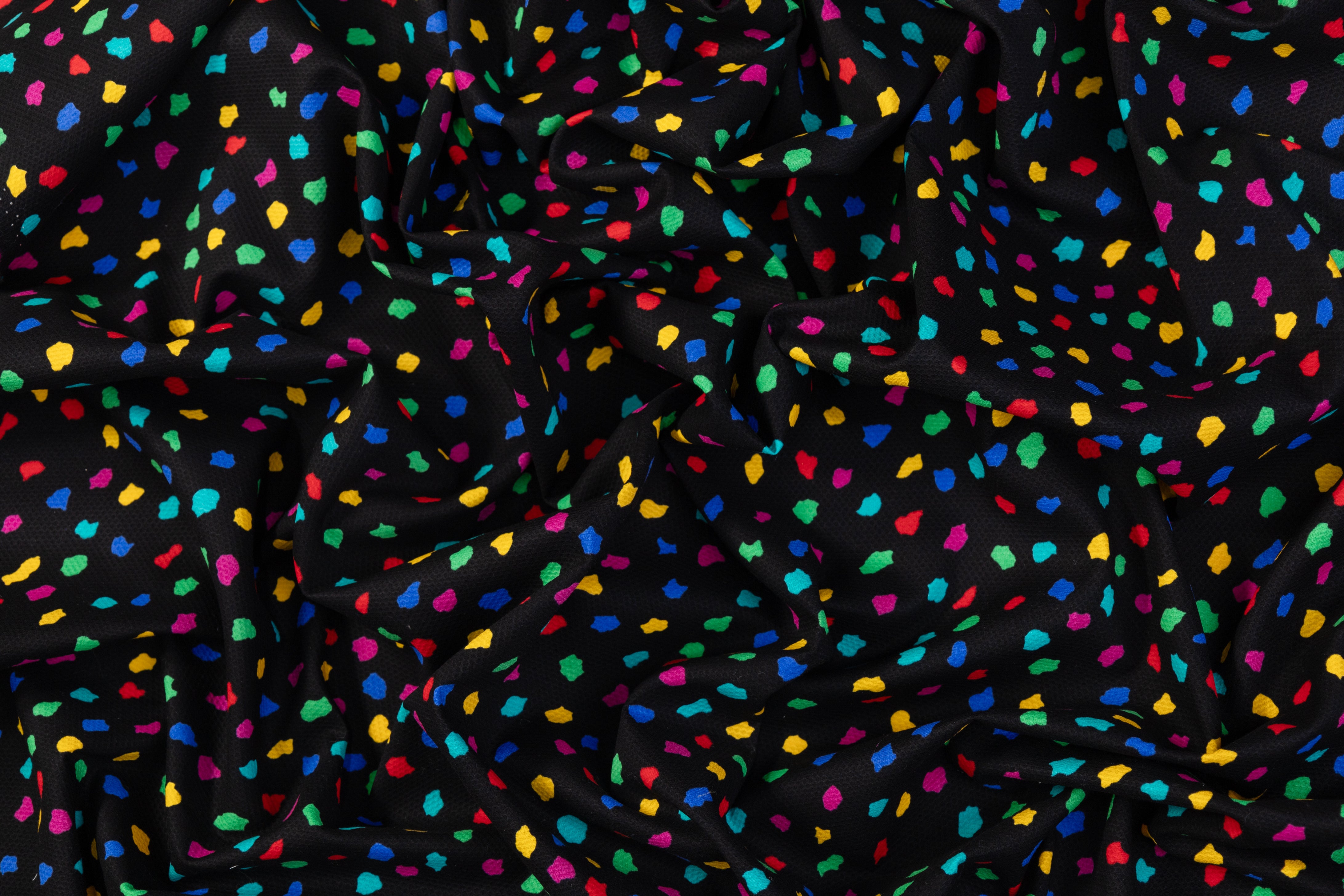 Printed Italian Cotton Pique - Black / Multicolor