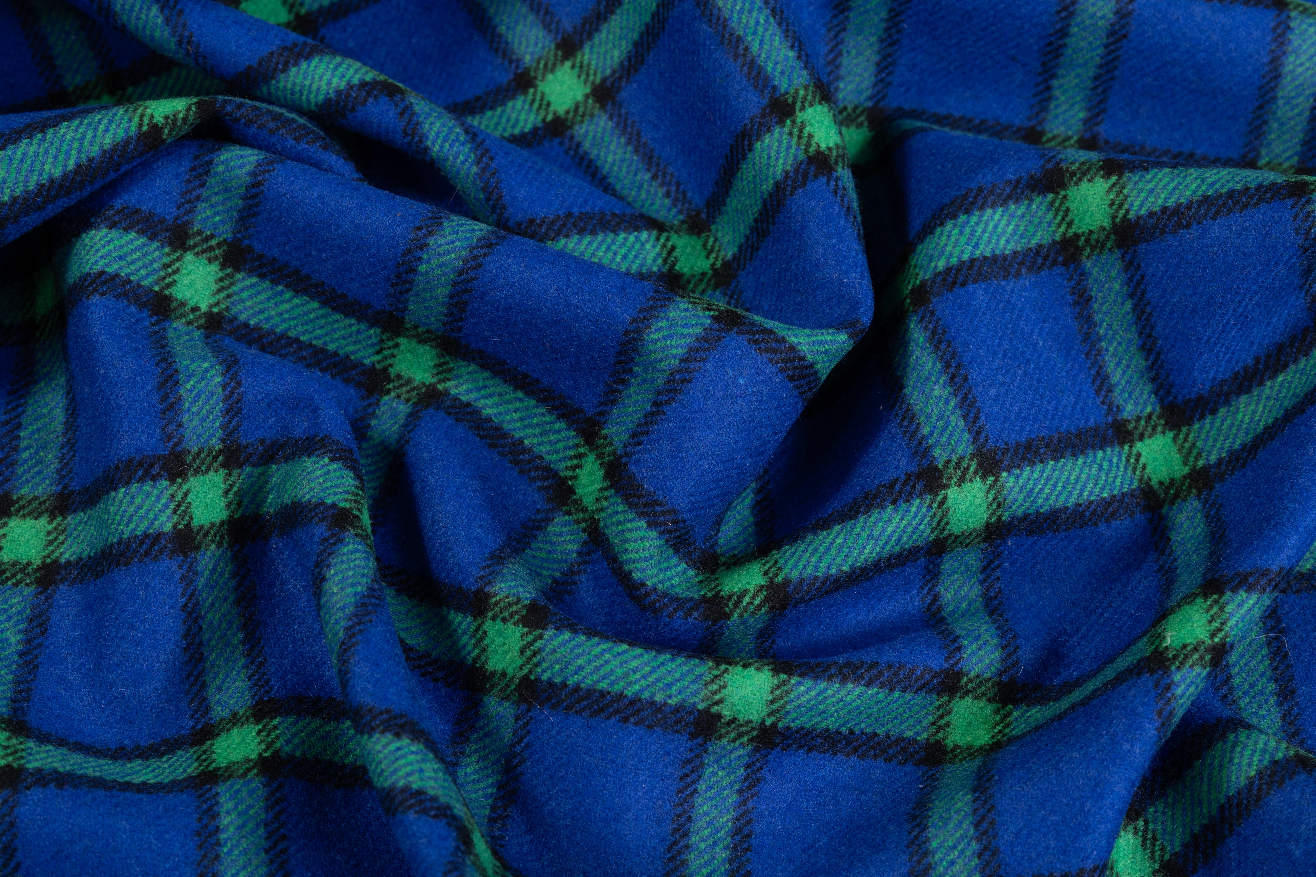 Checked Italian Wool Blend - Blue / Green