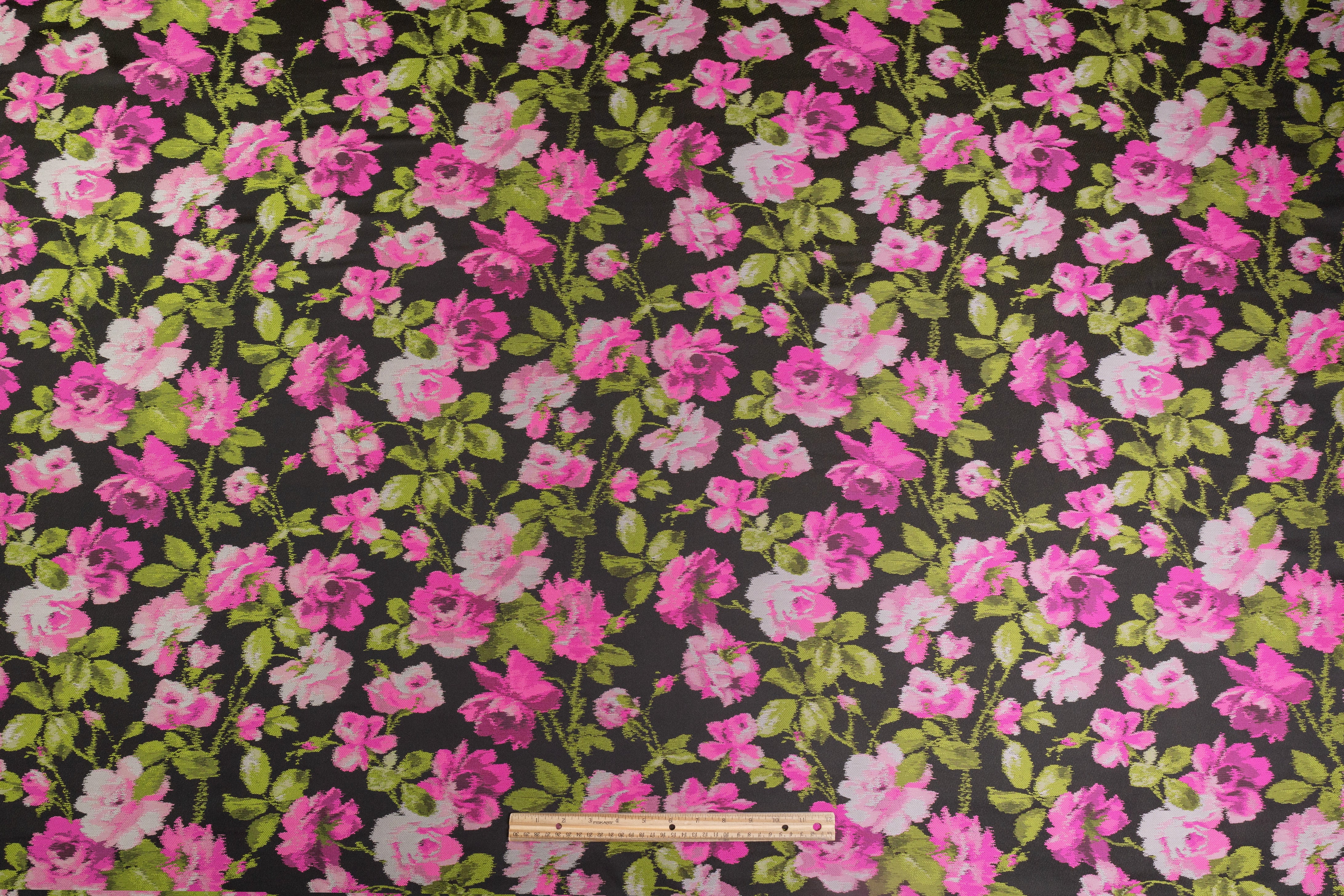 Floral Italian Brocade - Magenta / Green
