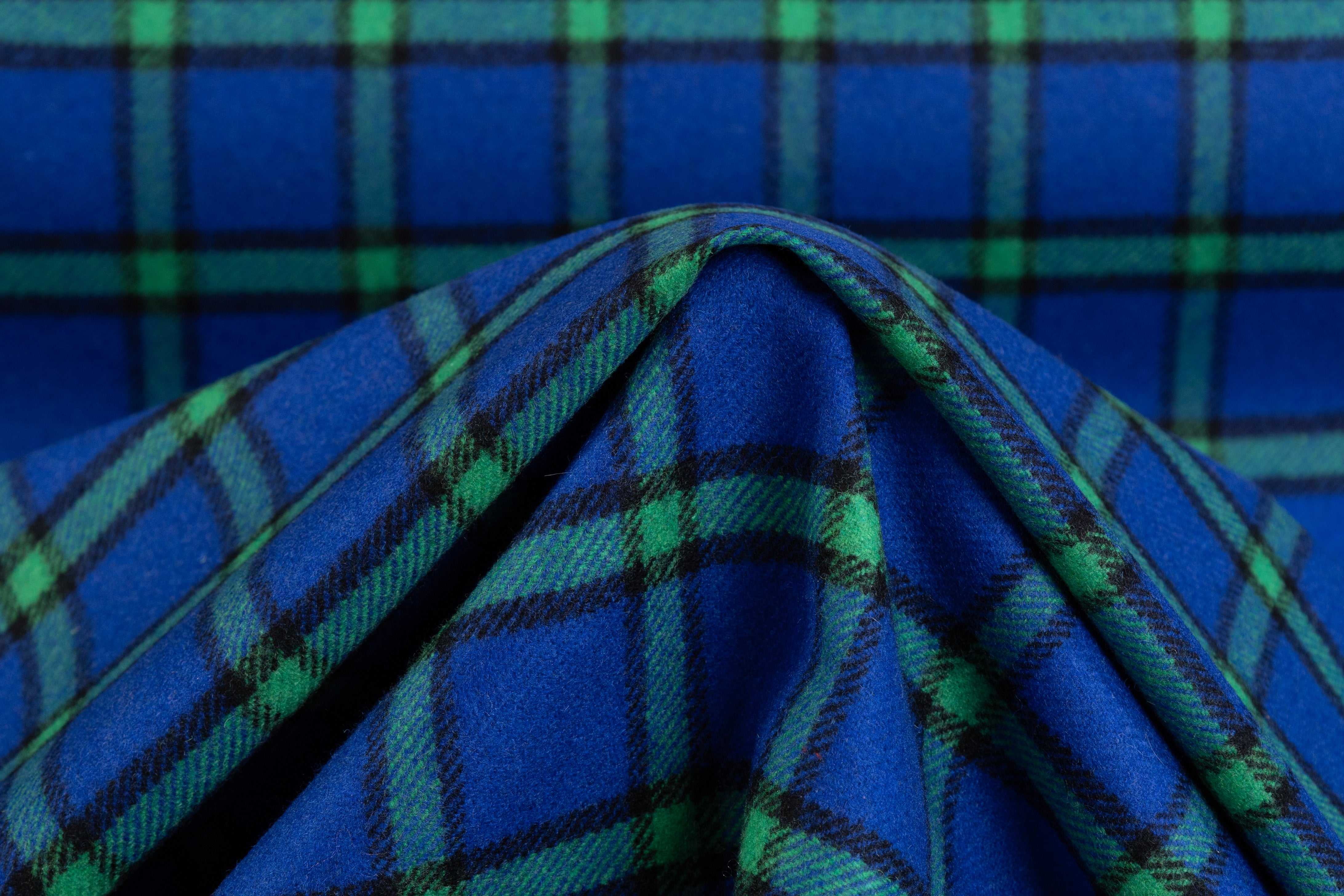 Checked Italian Wool Blend - Blue / Green