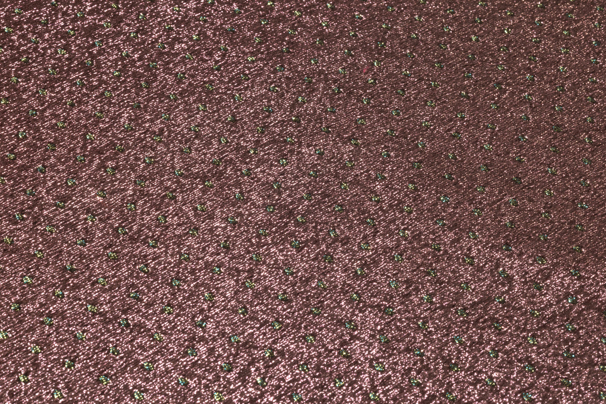 Double Faced Dotted Metallic Italian Brocade - Emerald Green / Metallic Rose