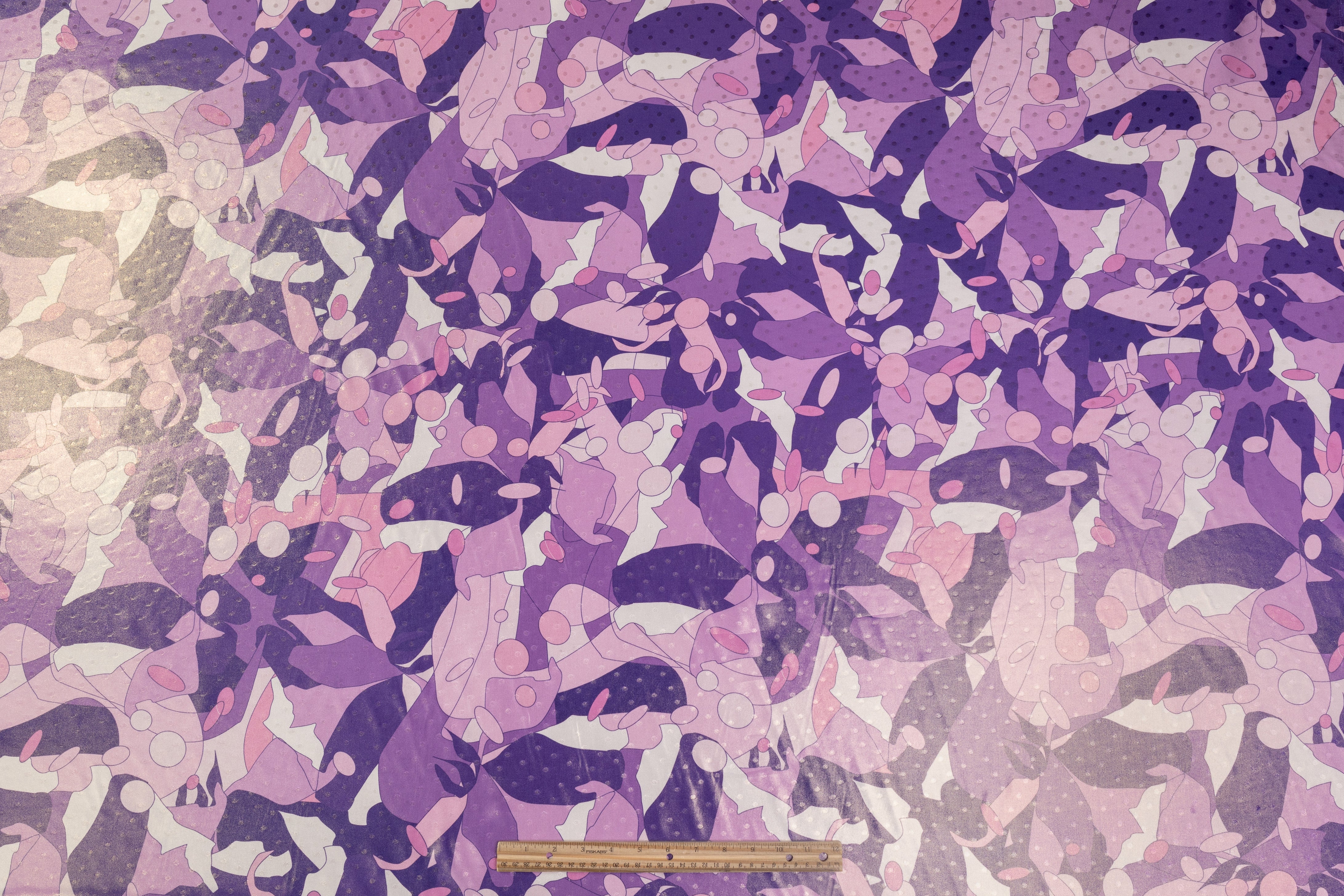 Abstract Laminated Italian Silk Charmeuse - Purple