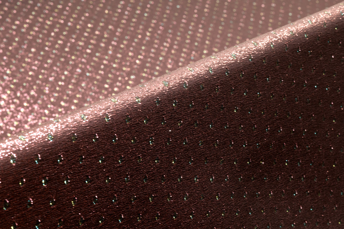 Double Faced Dotted Metallic Italian Brocade - Emerald Green / Metallic Rose