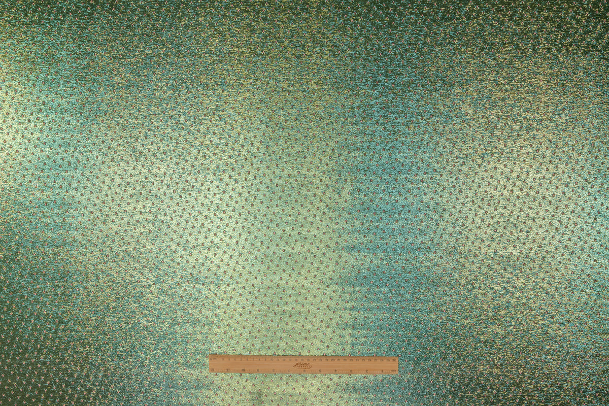 Double Faced Dotted Metallic Italian Brocade - Emerald Green / Metallic Rose