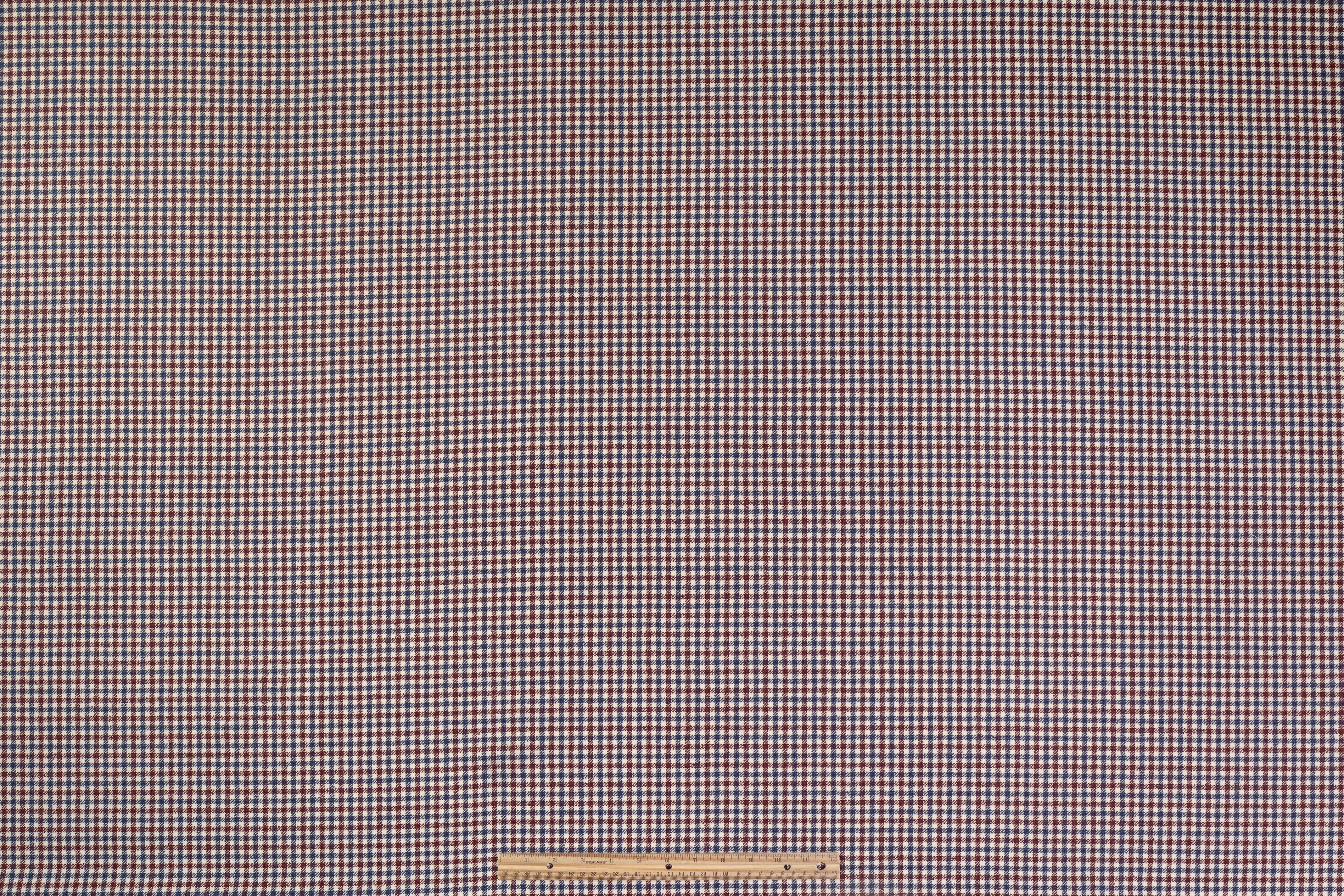 Angelico - Checked Italian Wool Cotton Silk Blend - Burgundy / Blue / Off White