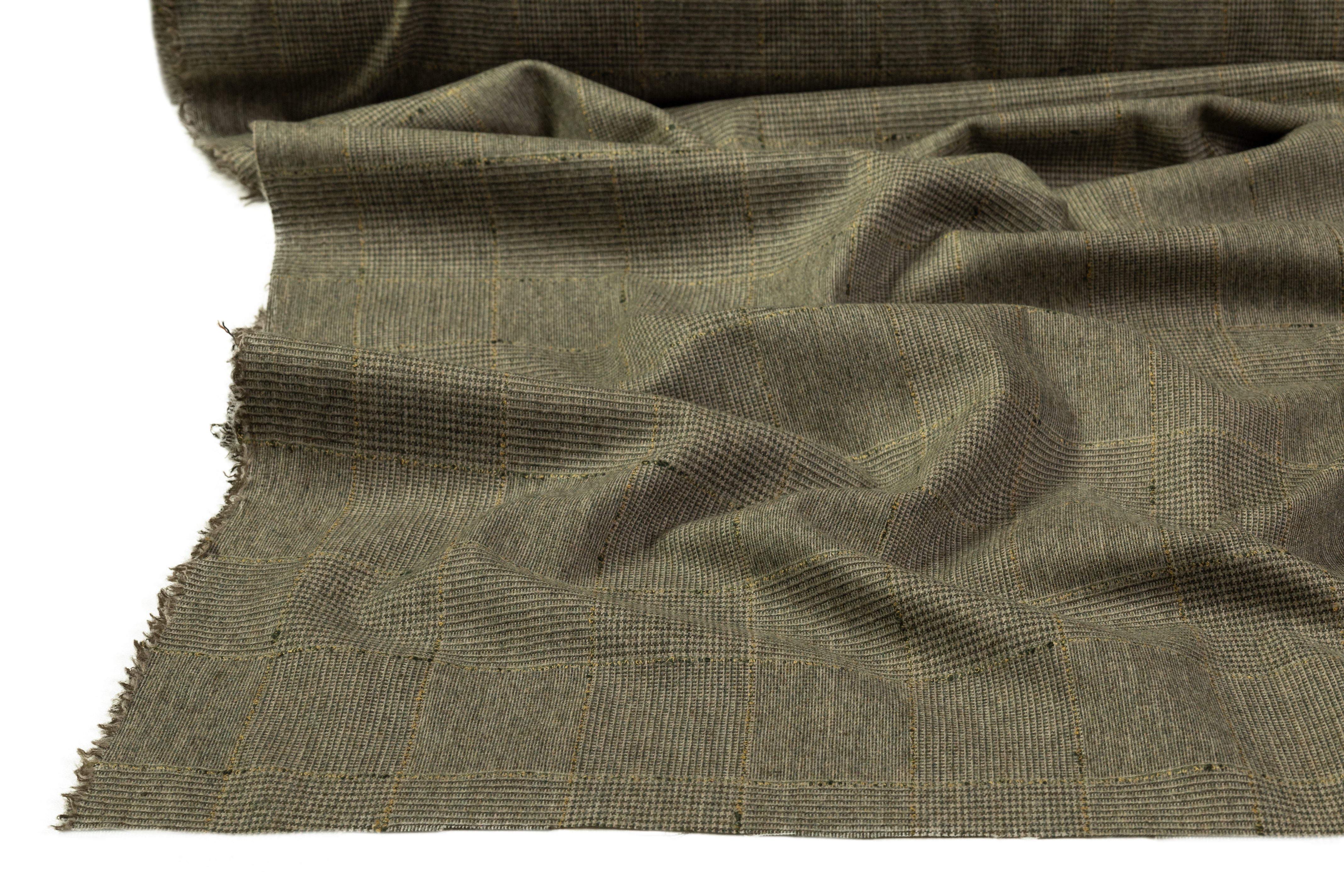 Glen Check Italian Wool Nylon Suiting - Green