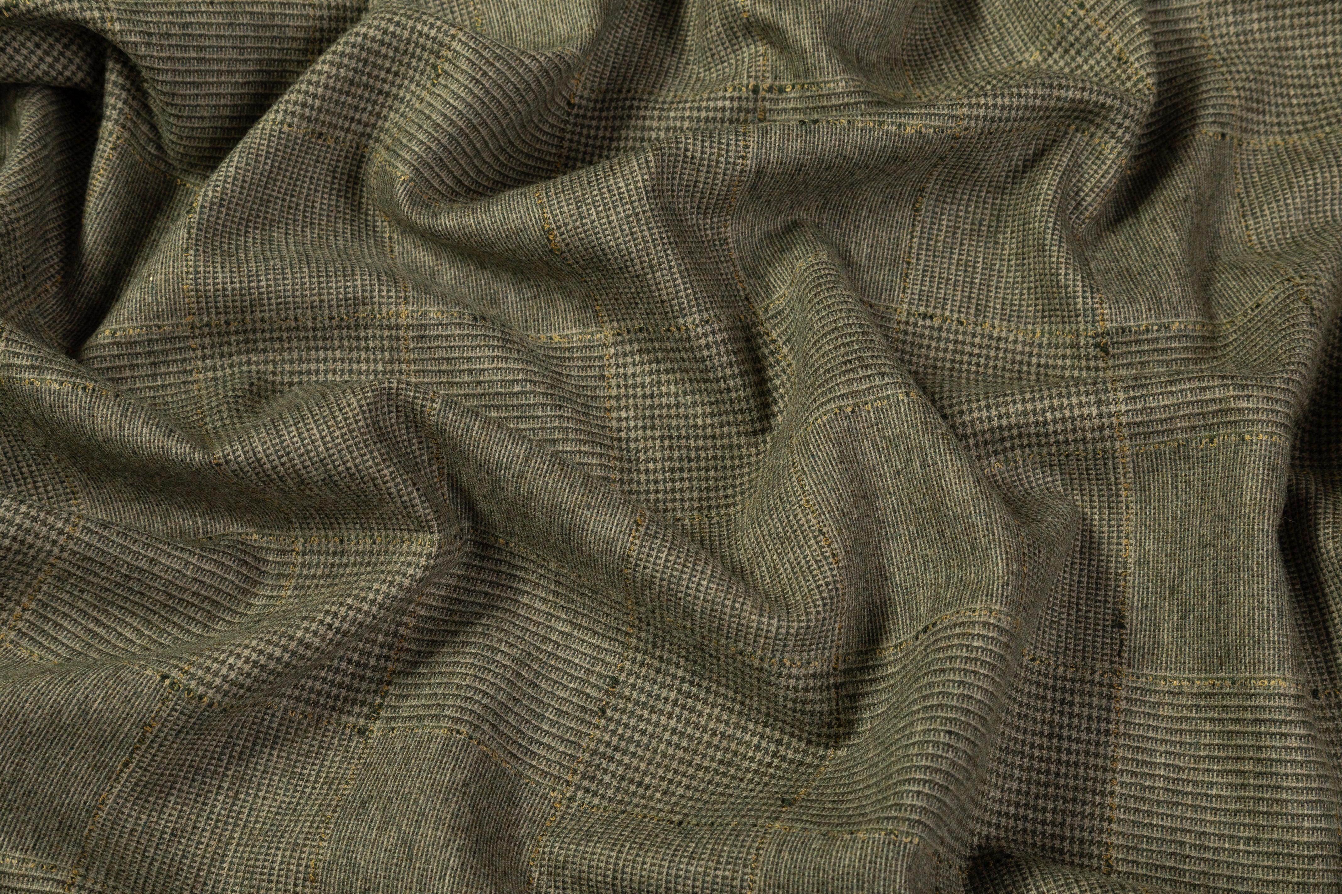 Glen Check Italian Wool Nylon Suiting - Green