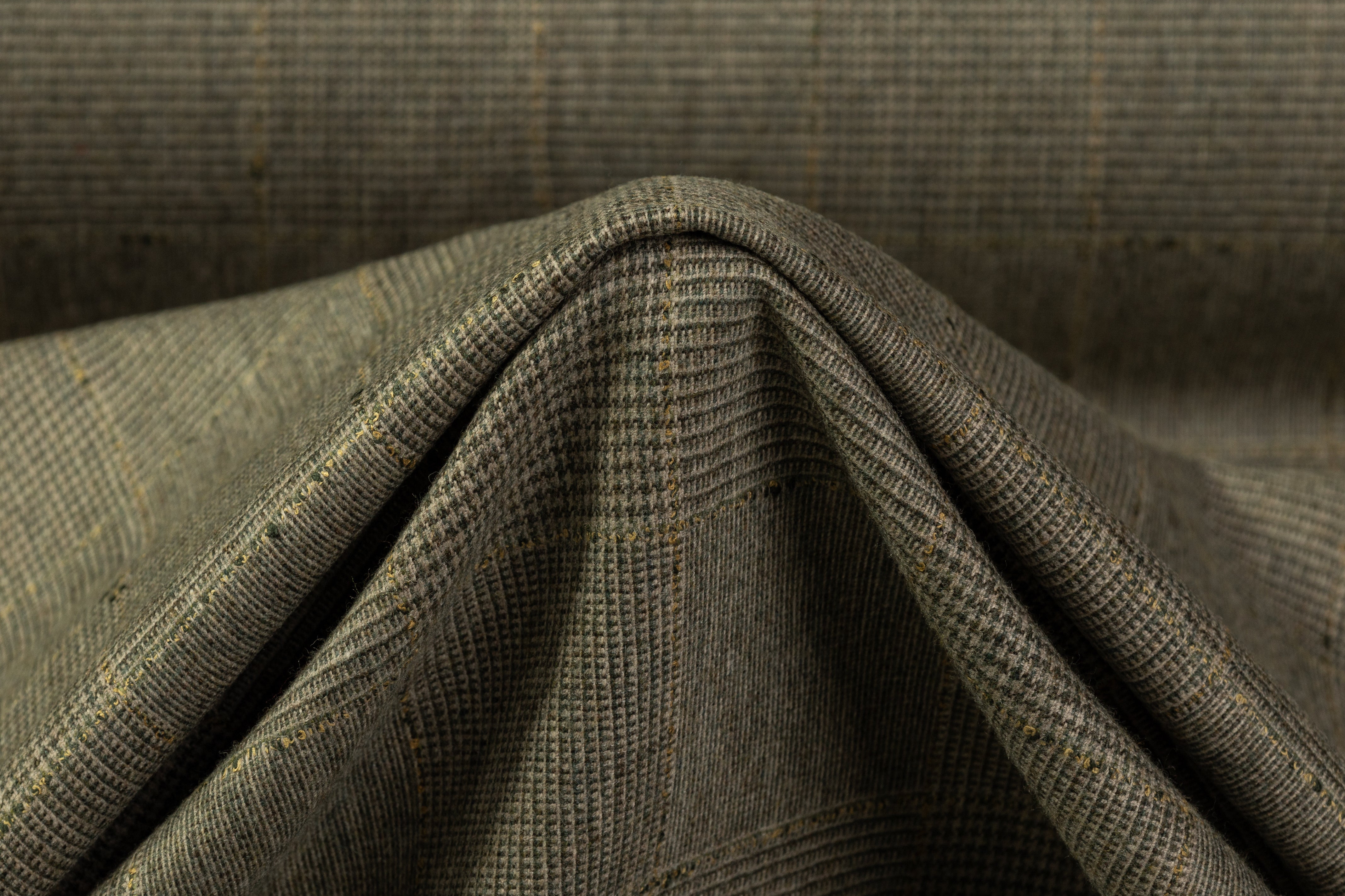 Glen Check Italian Wool Nylon Suiting - Green