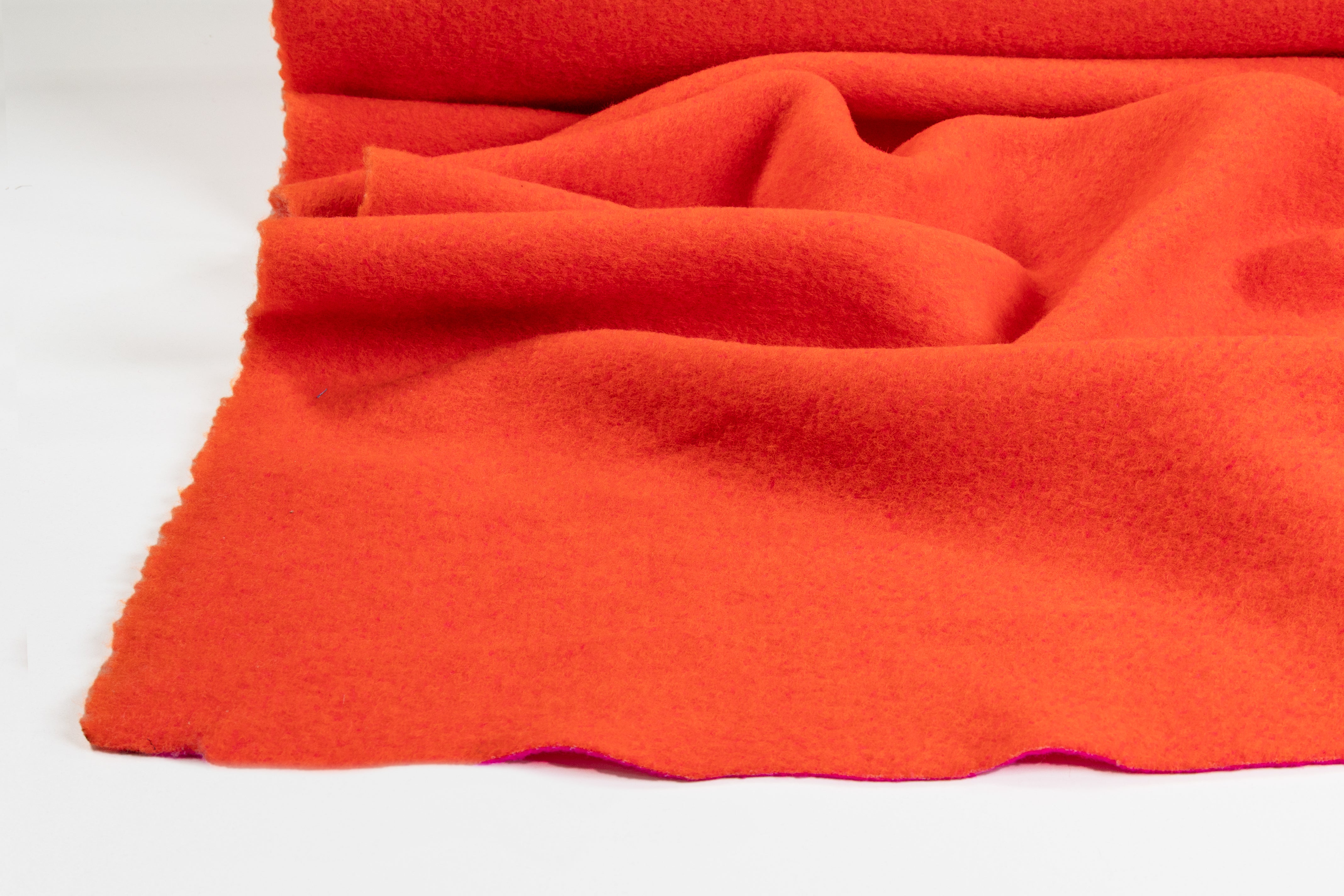 Double-Faced Italian Boiled Wool Coating - Magenta / Orange