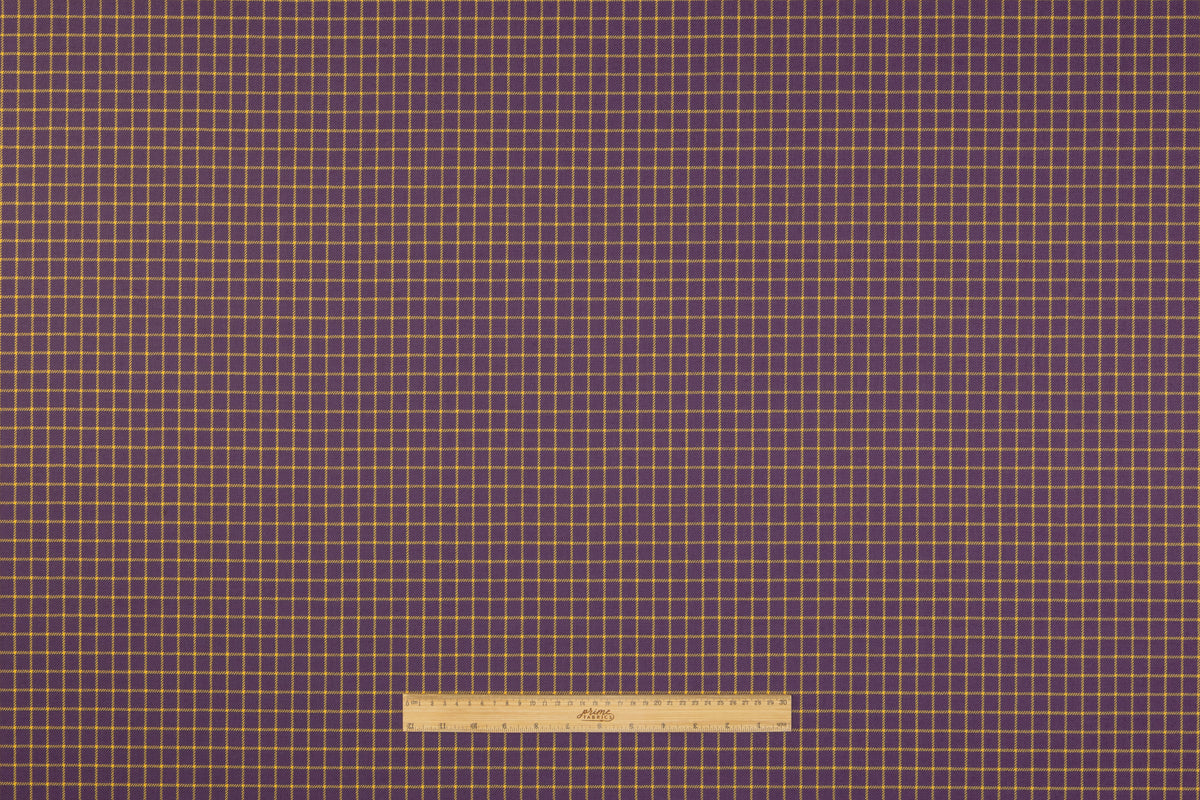 Checked Italian Wool Suiting - Purple / Yellow