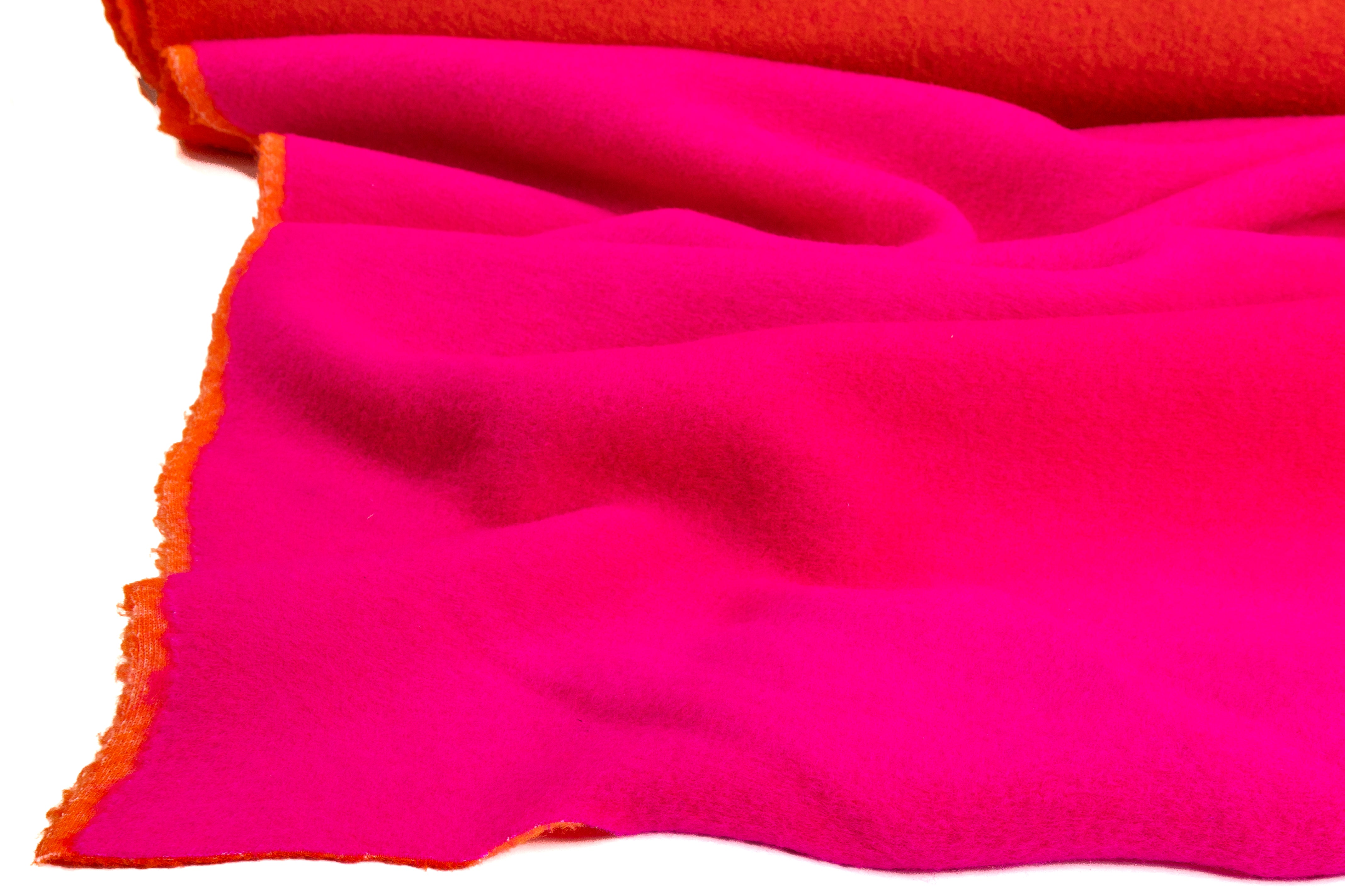 Double-Faced Italian Boiled Wool Coating - Magenta / Orange