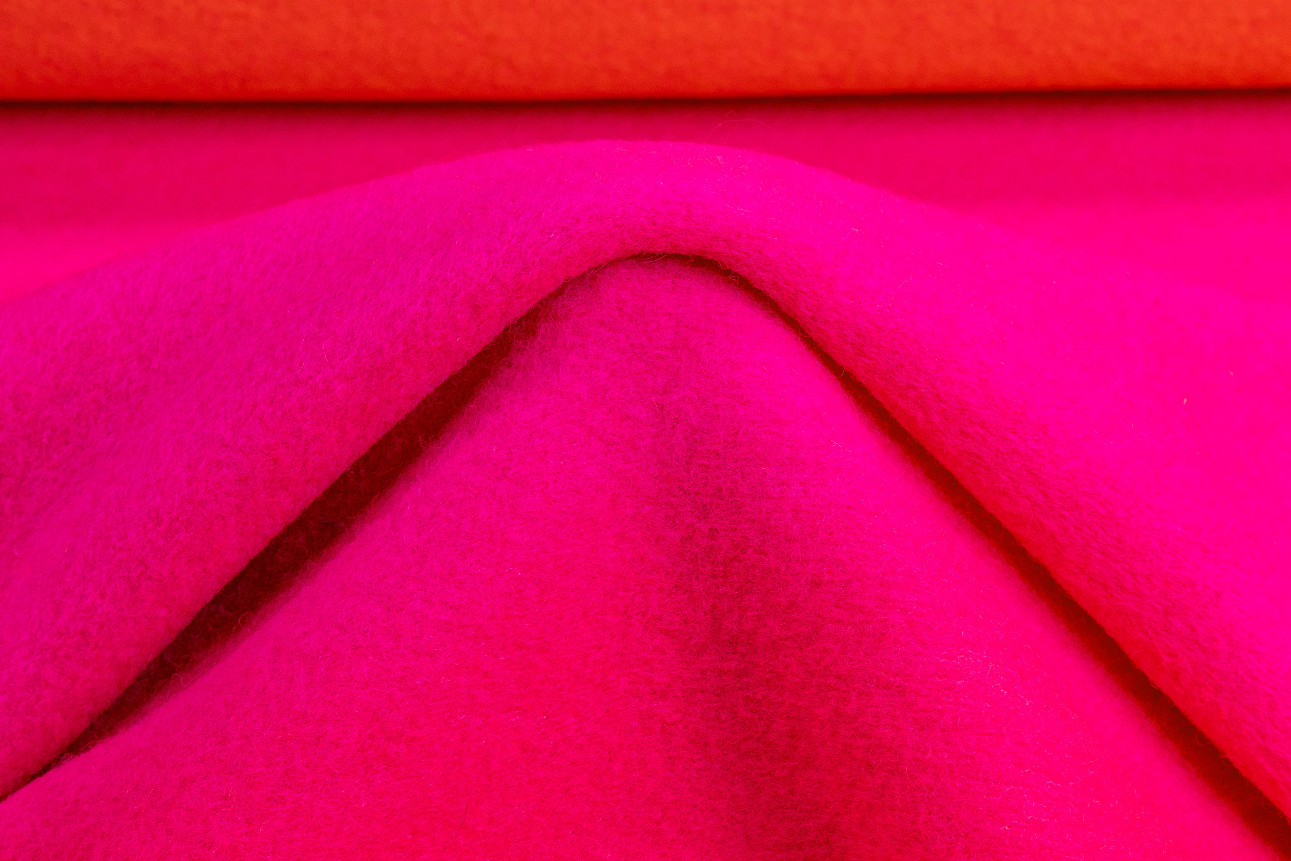 Double-Faced Italian Boiled Wool Coating - Magenta / Orange