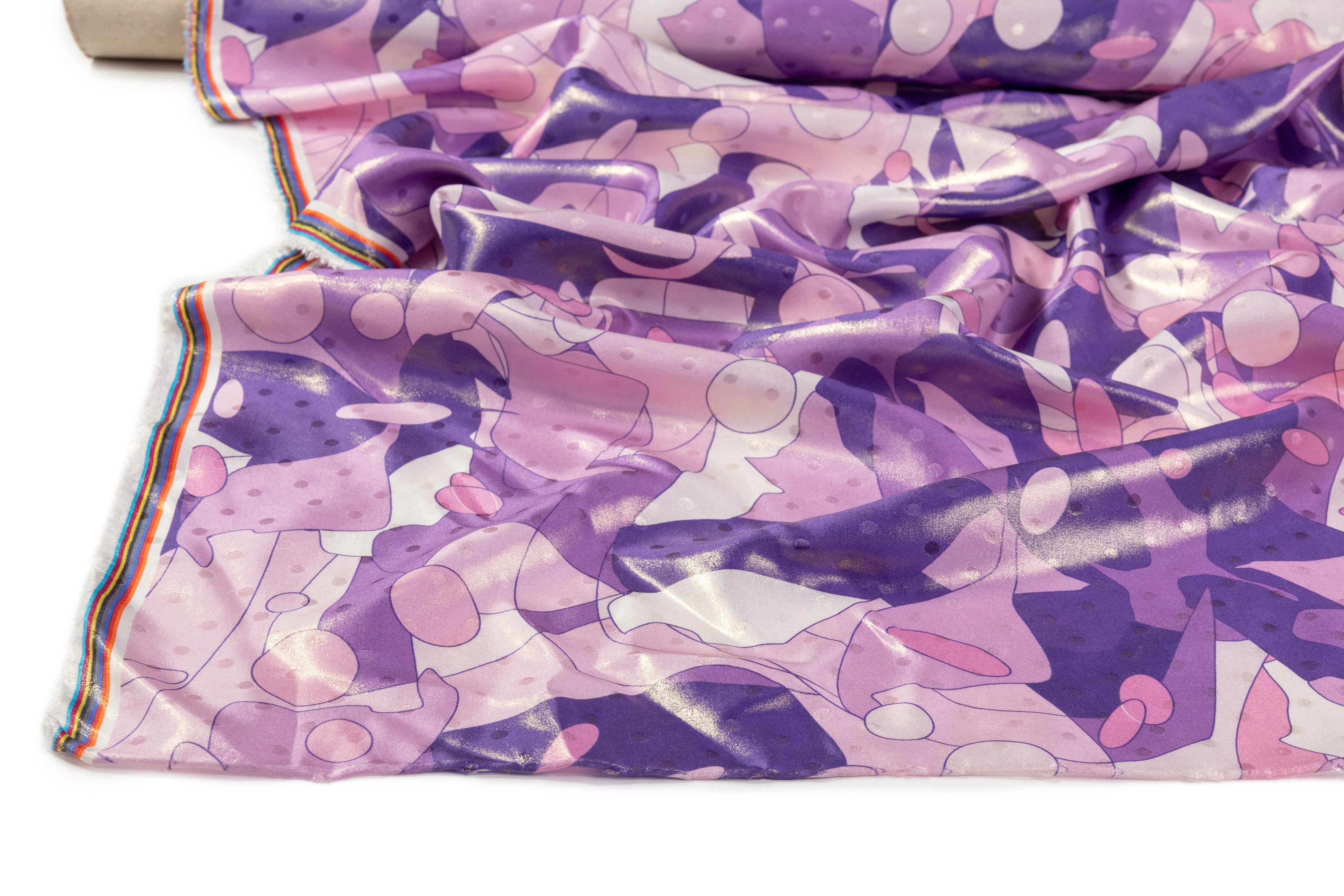 Abstract Laminated Italian Silk Charmeuse - Purple