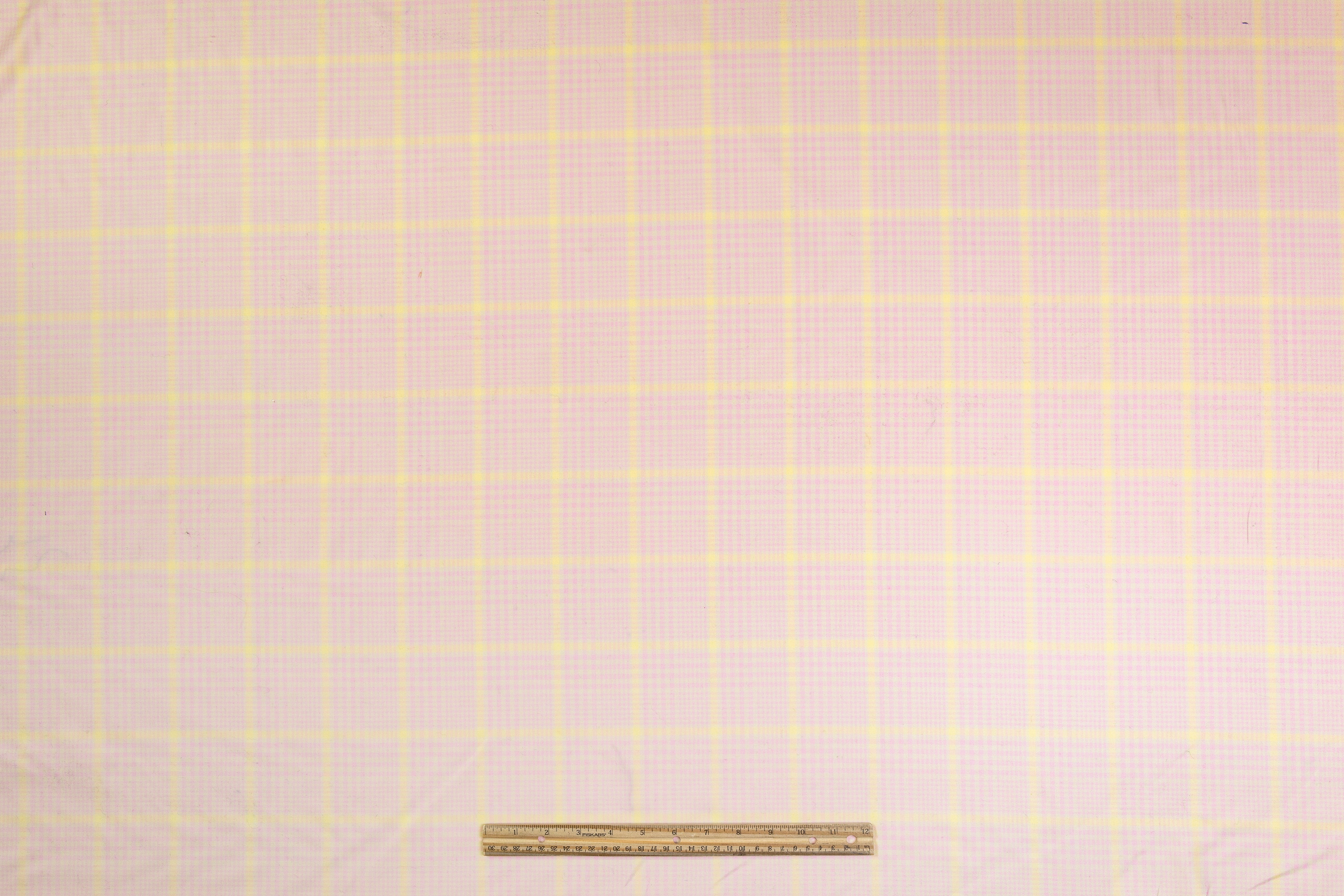 Checked Italian Silk and Wool Suiting - Pink / Yellow