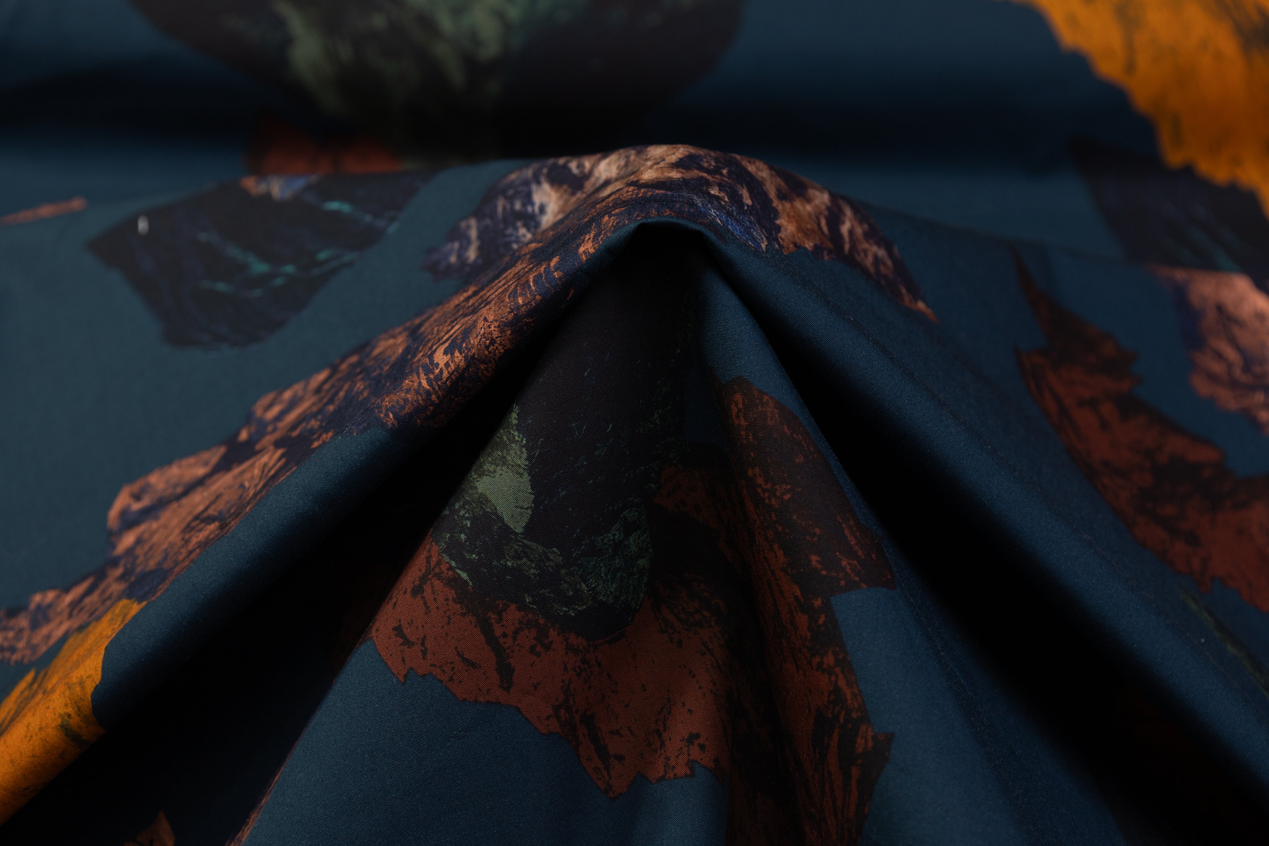 Mountain Printed Italian Cotton - Teal Blue