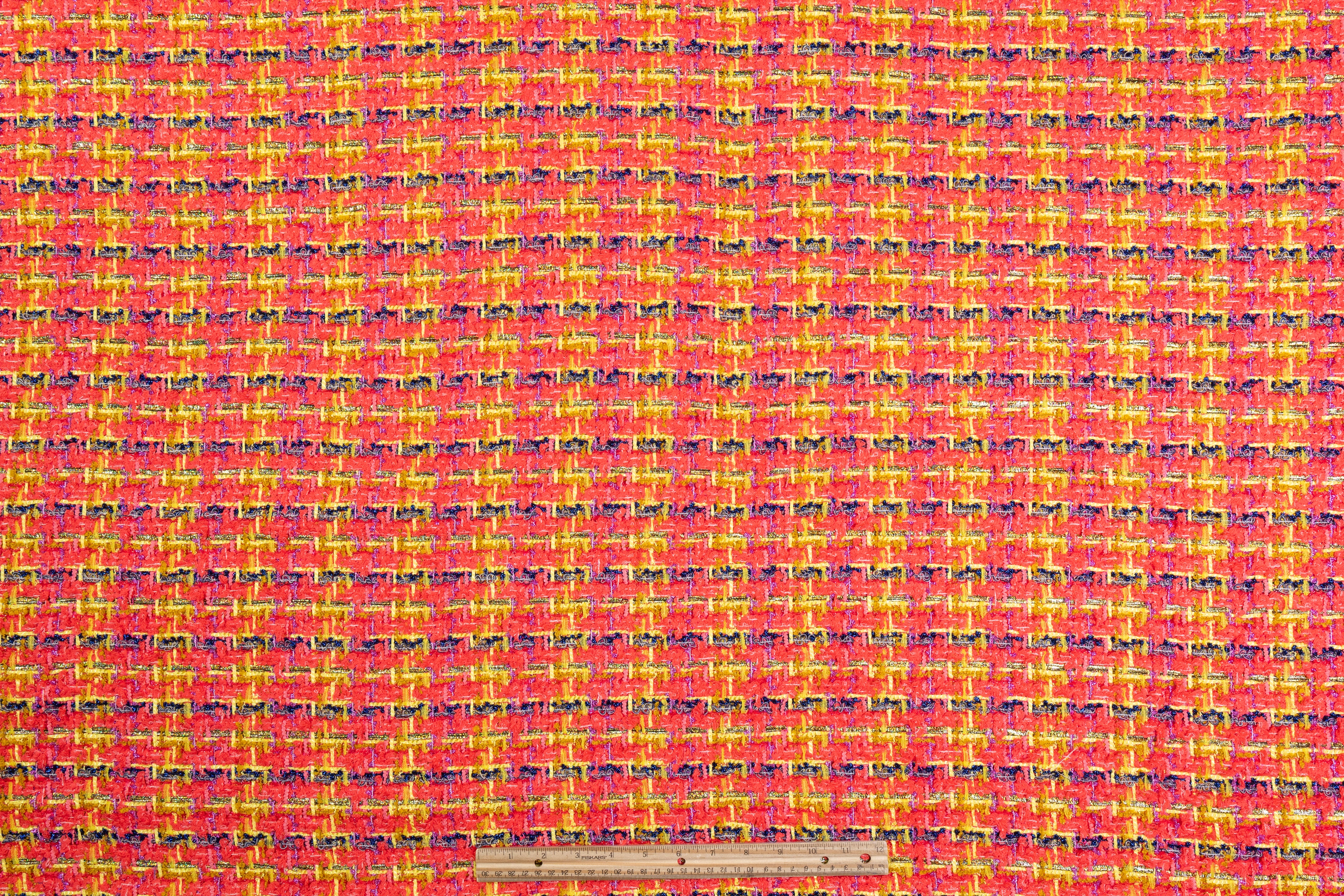 Italian Wool Cotton Metallic Tweed - Pink / Yellow / Blue / Gold