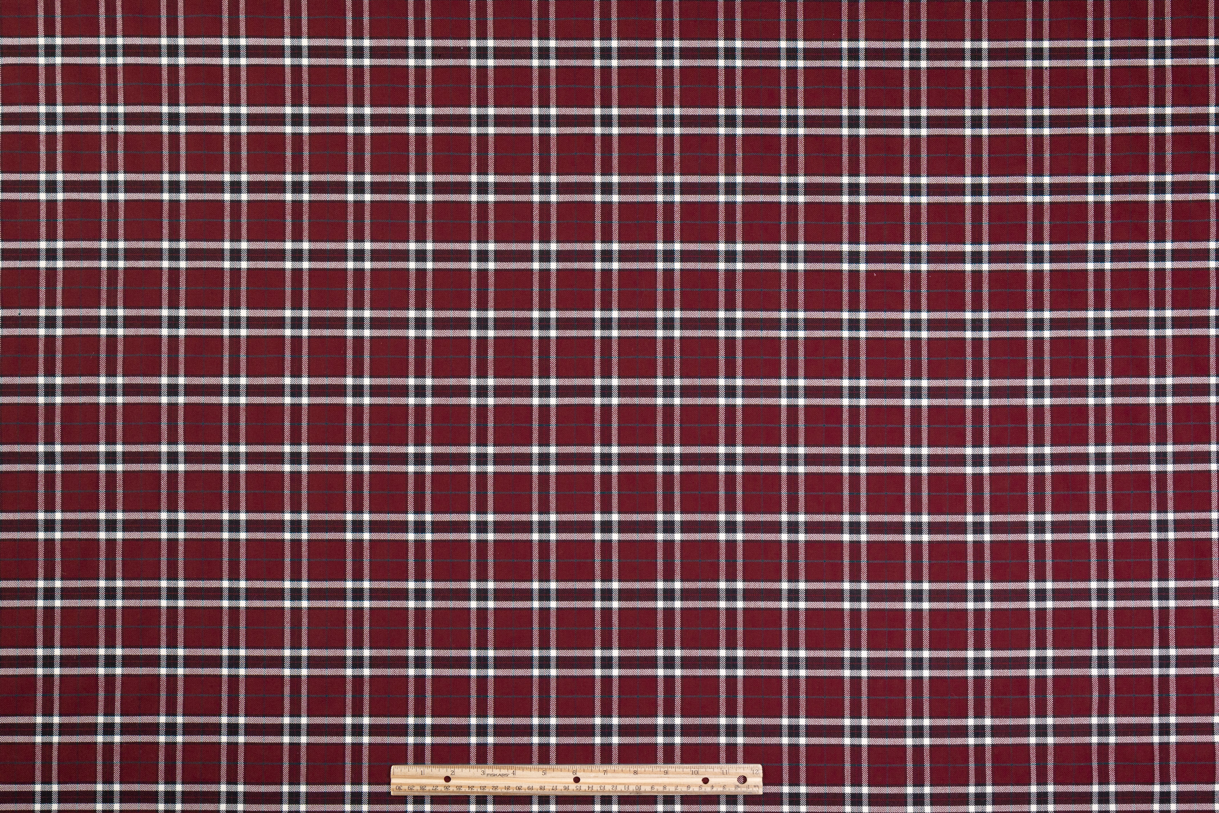 Checked Italian Wool Suiting - Burgundy / Green