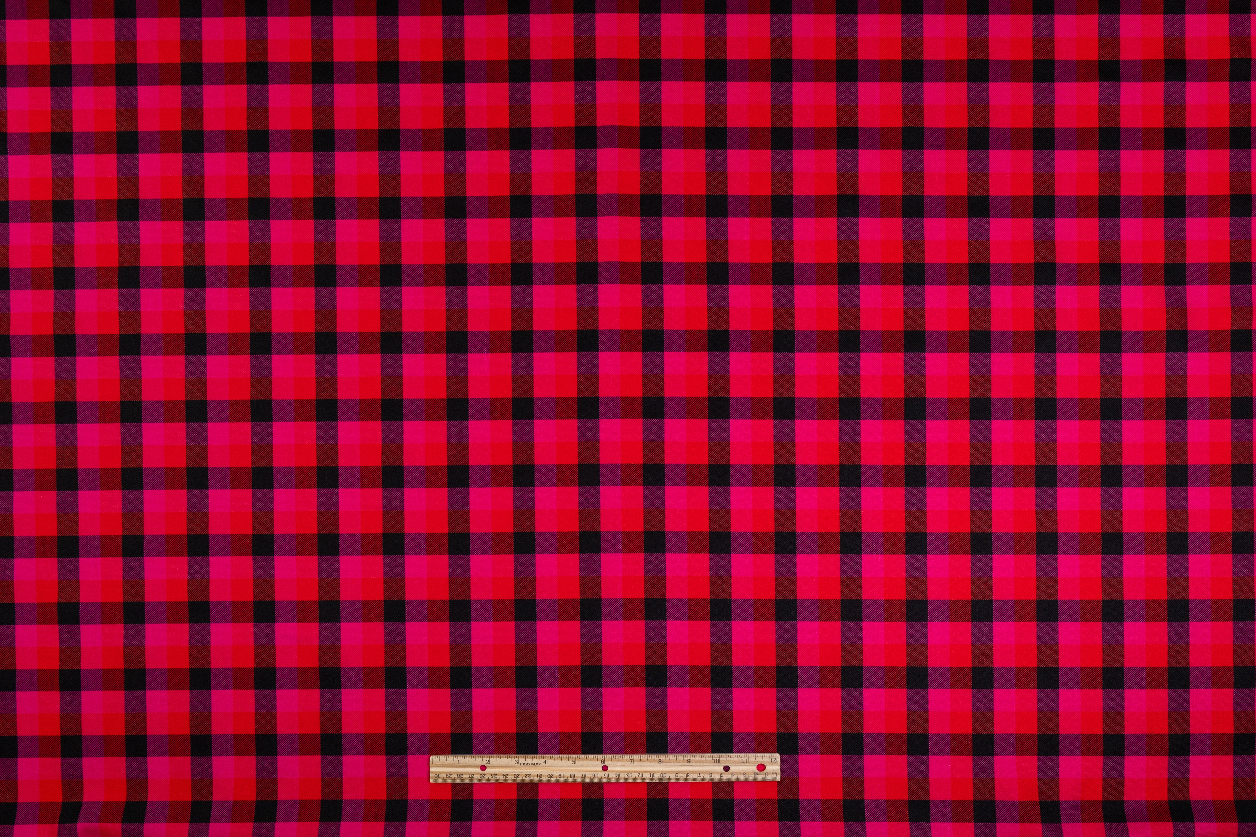 Tartan Italian Wool Suiting - Magenta