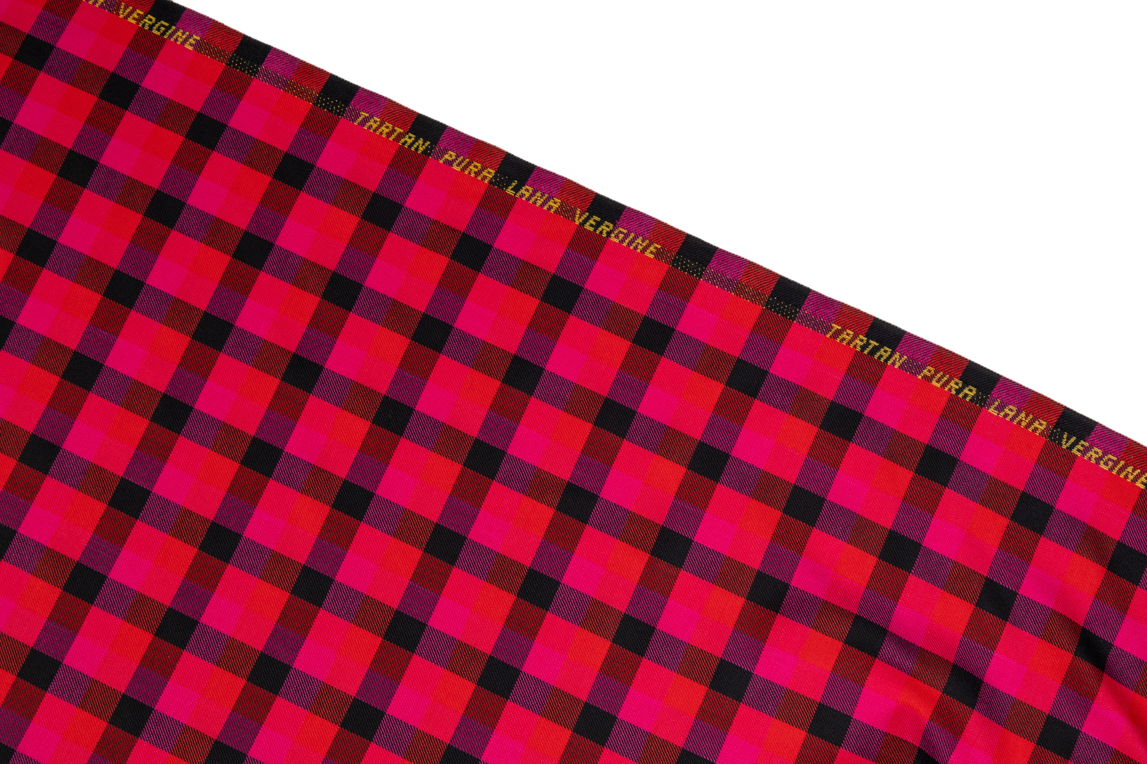 Tartan Italian Wool Suiting - Magenta