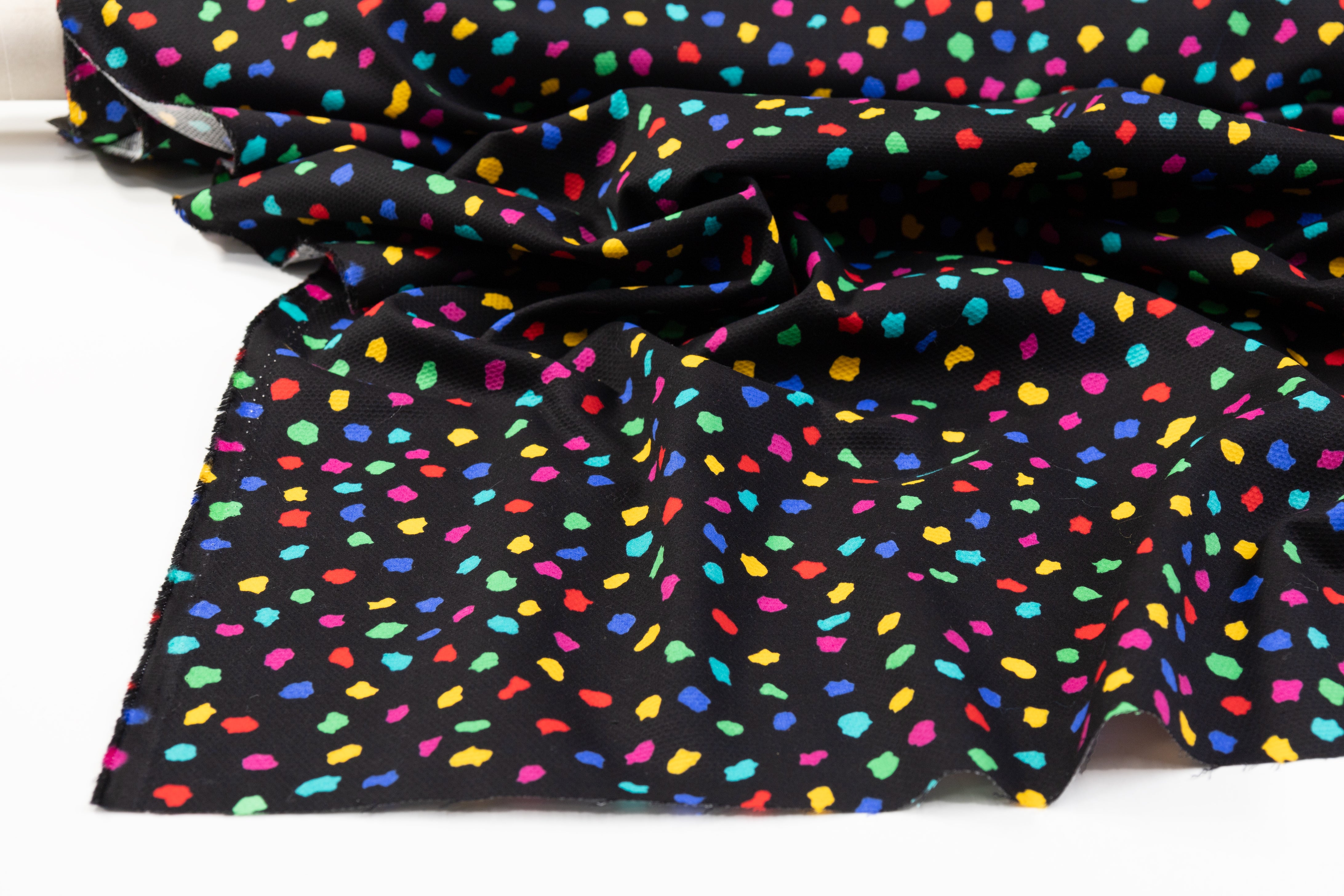 Printed Italian Cotton Pique - Black / Multicolor