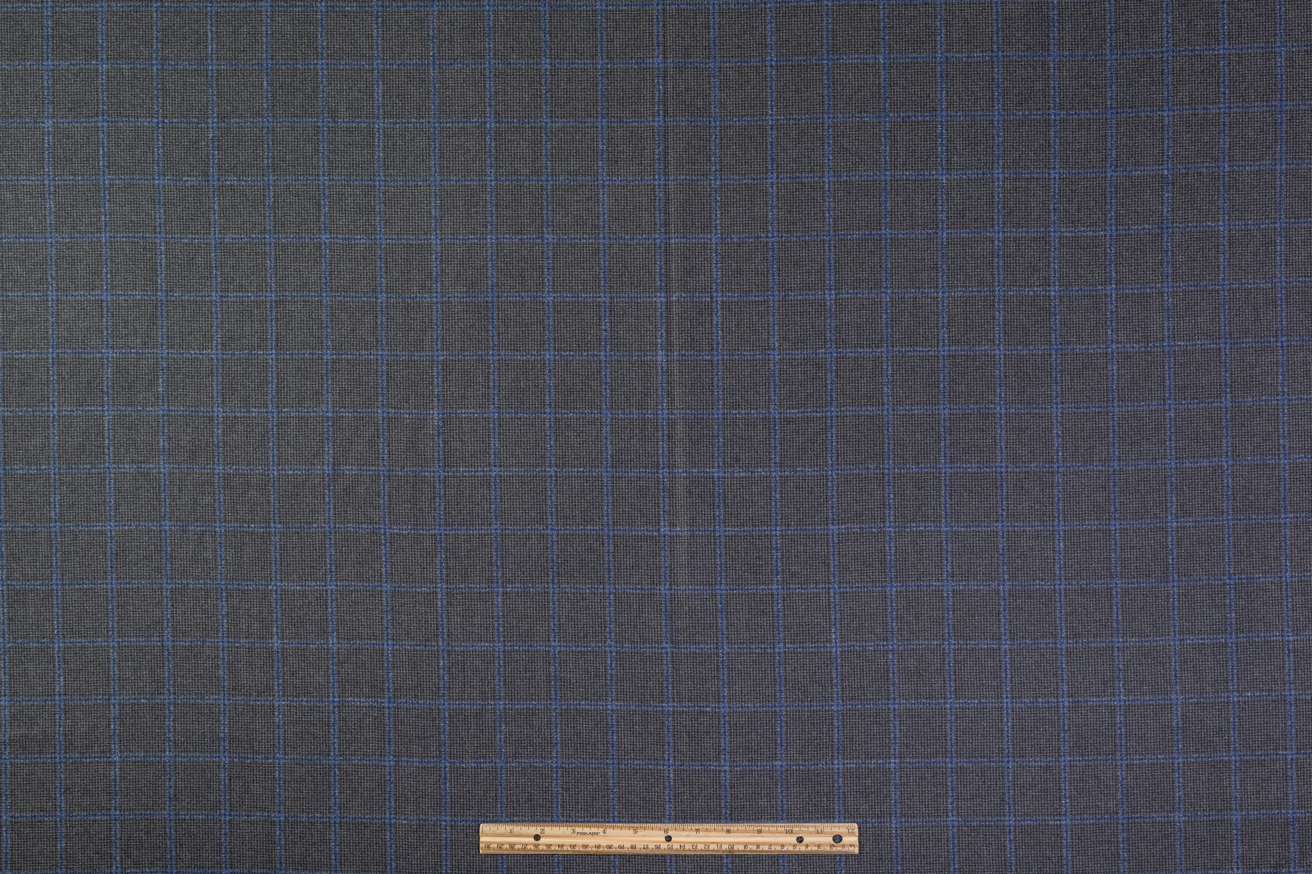 Tallia di Delfino - Checked Italian Super 130s Wool Flannel - Charcoal Gray / Blue