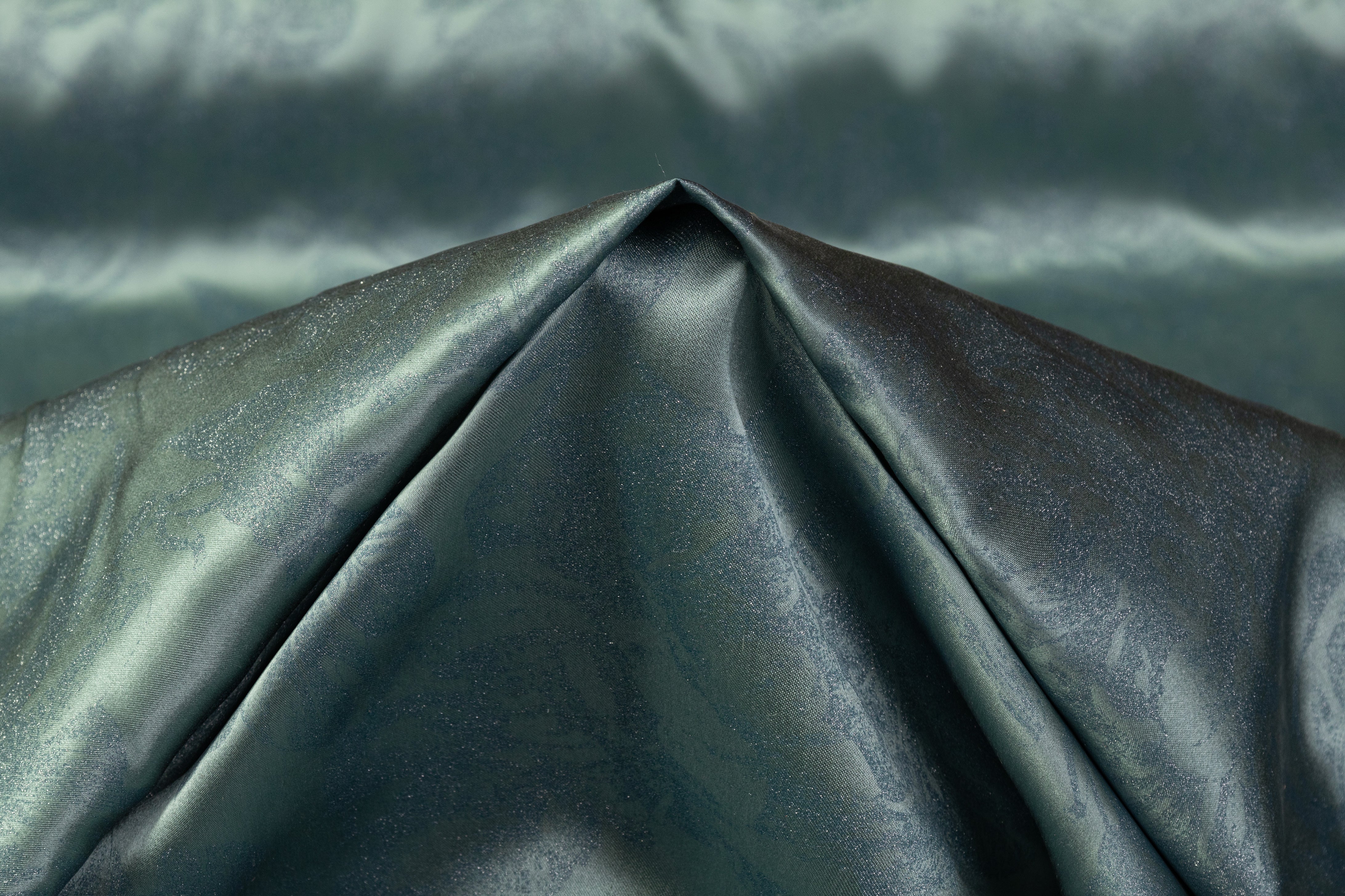 Floral Laminated Italian Silk Charmeuse - Muted Jade