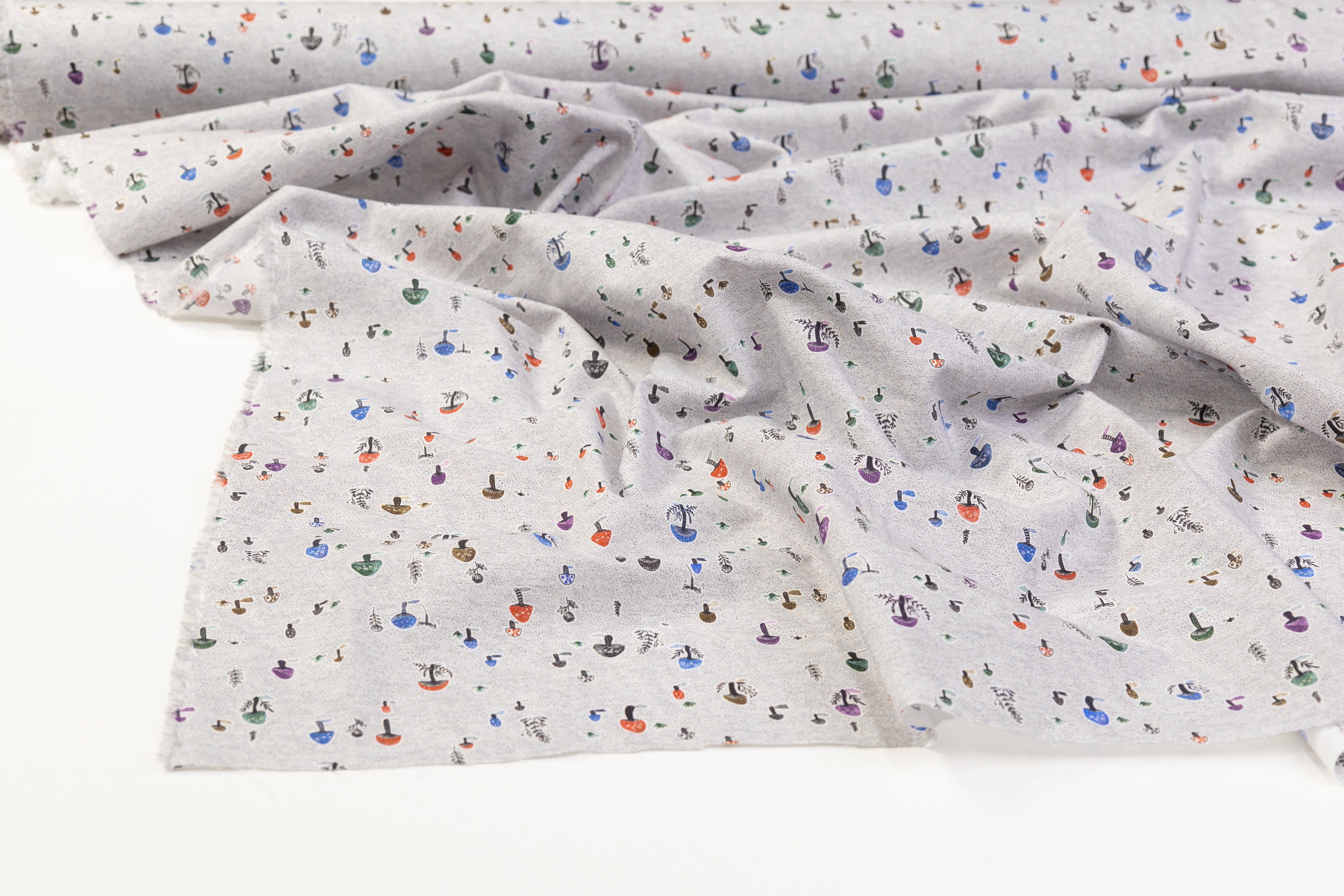 Mushroom Printed Italian Cotton - Multicolor