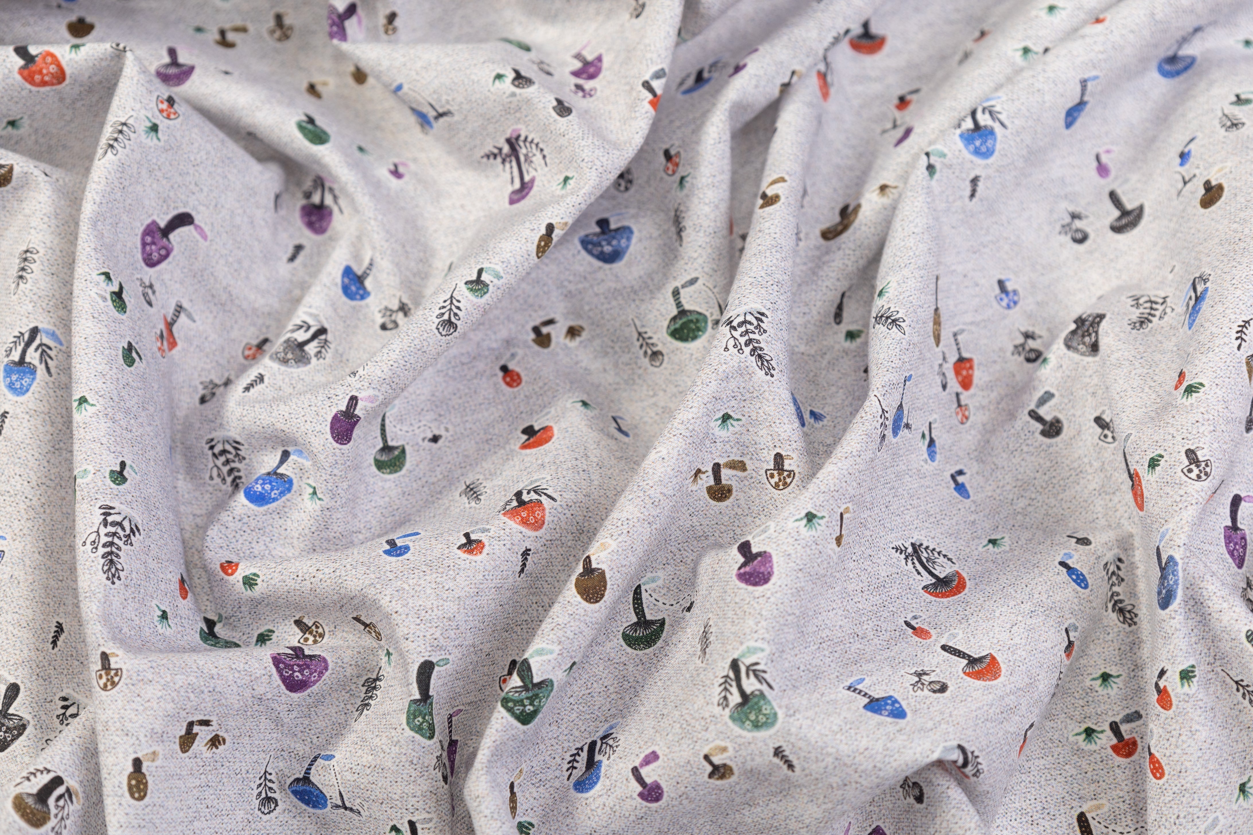 Mushroom Printed Italian Cotton - Multicolor