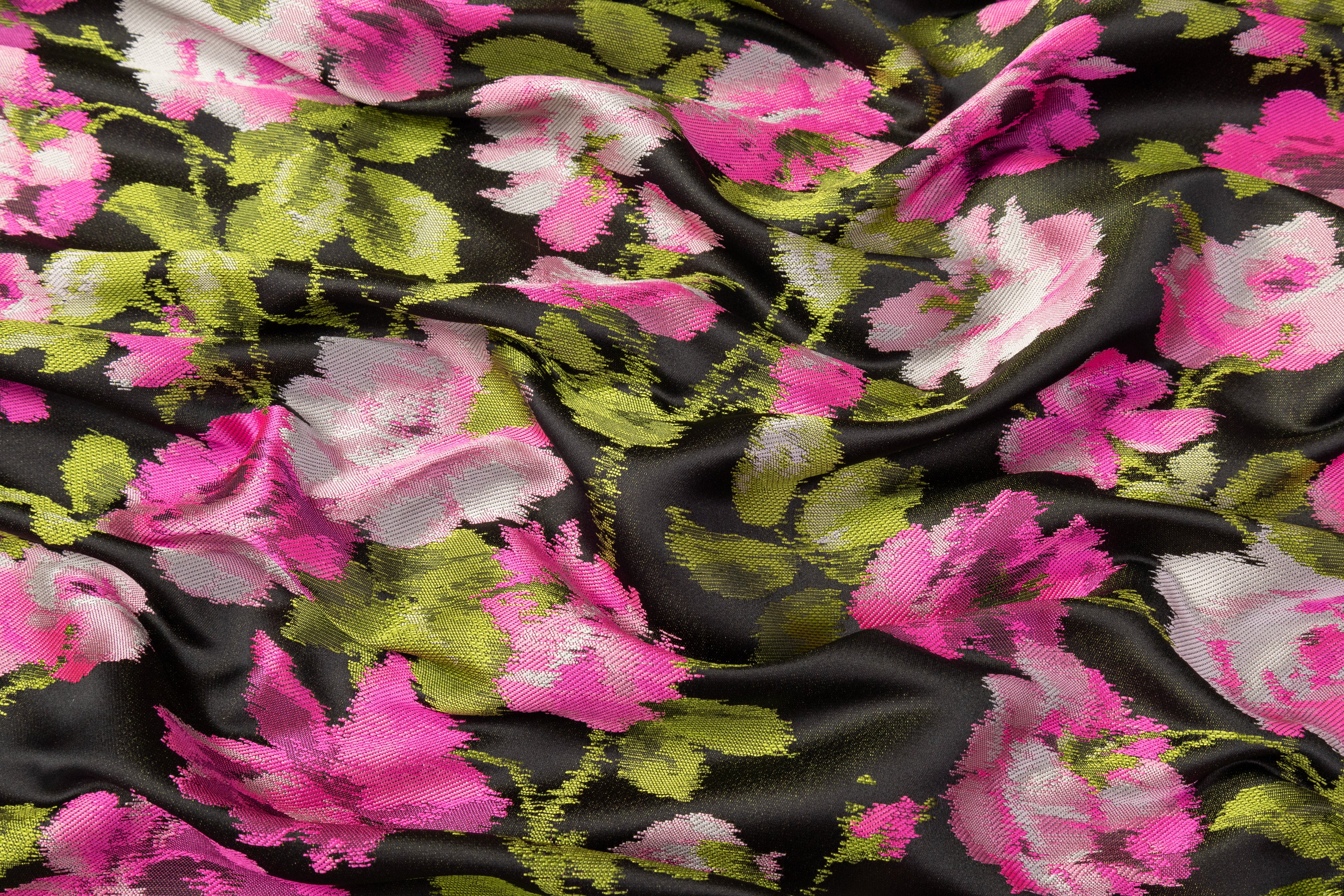 Floral Italian Brocade - Magenta / Green