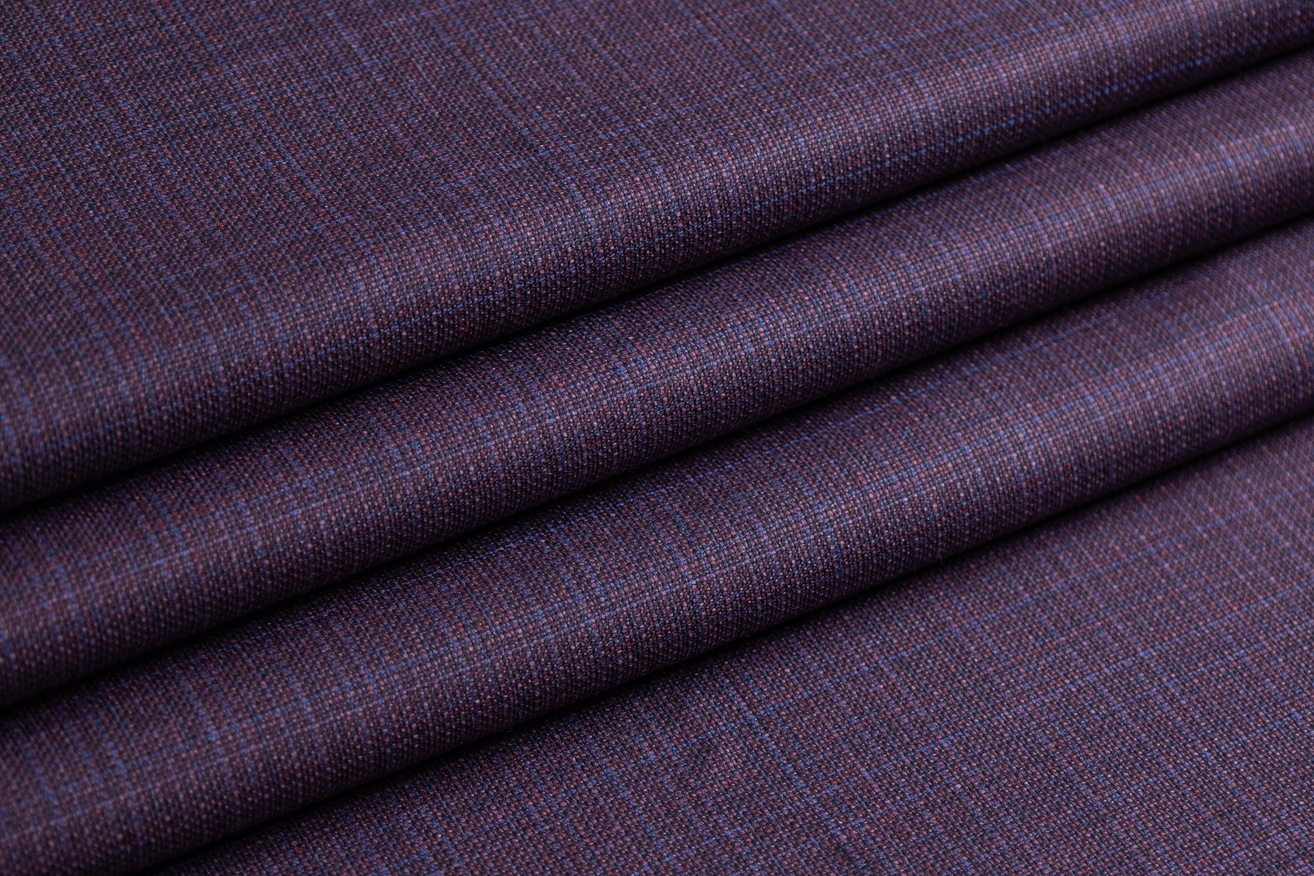 Reda - Italian Wool Suiting - Burgundy / Blue