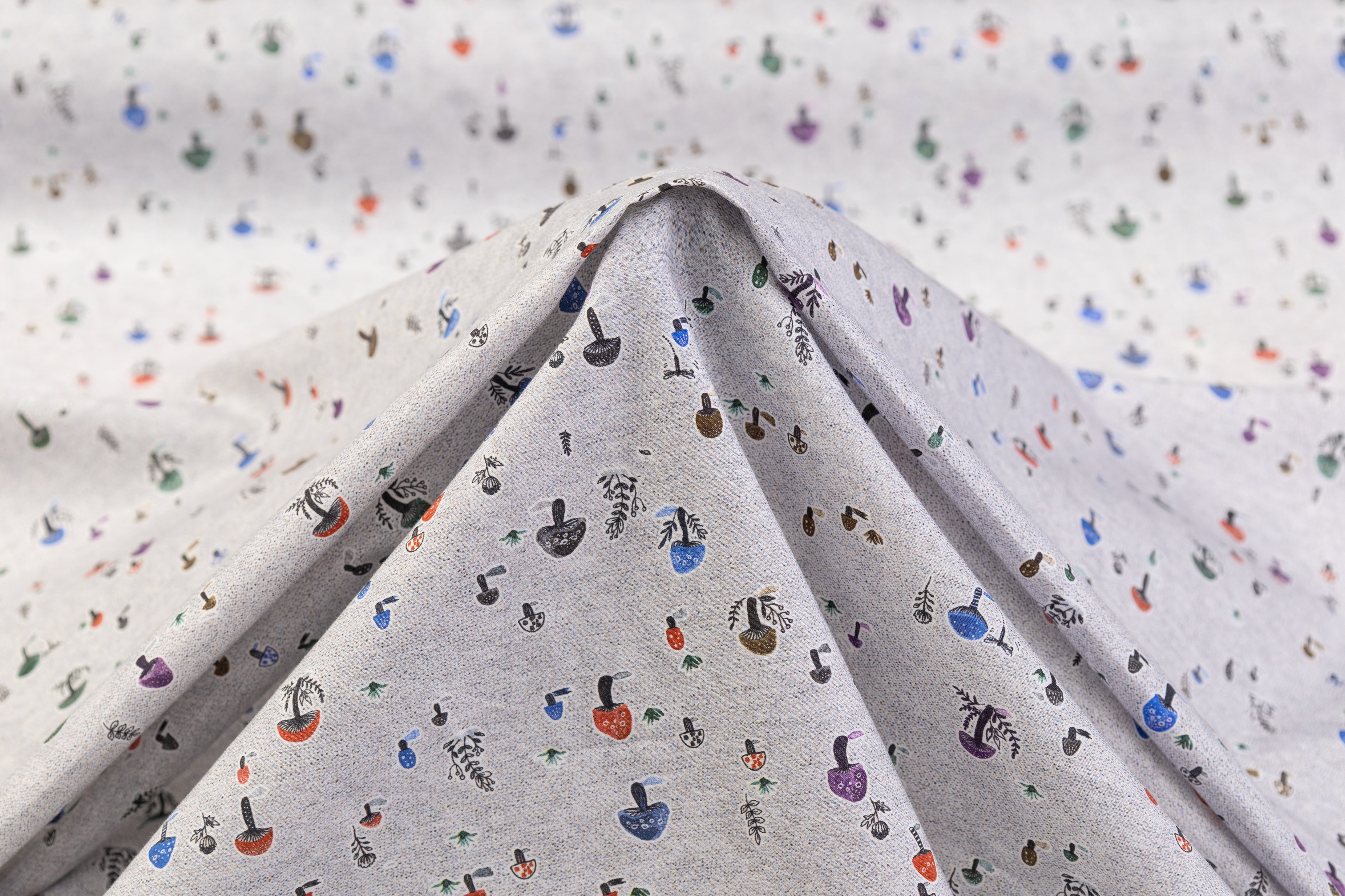 Mushroom Printed Italian Cotton - Multicolor