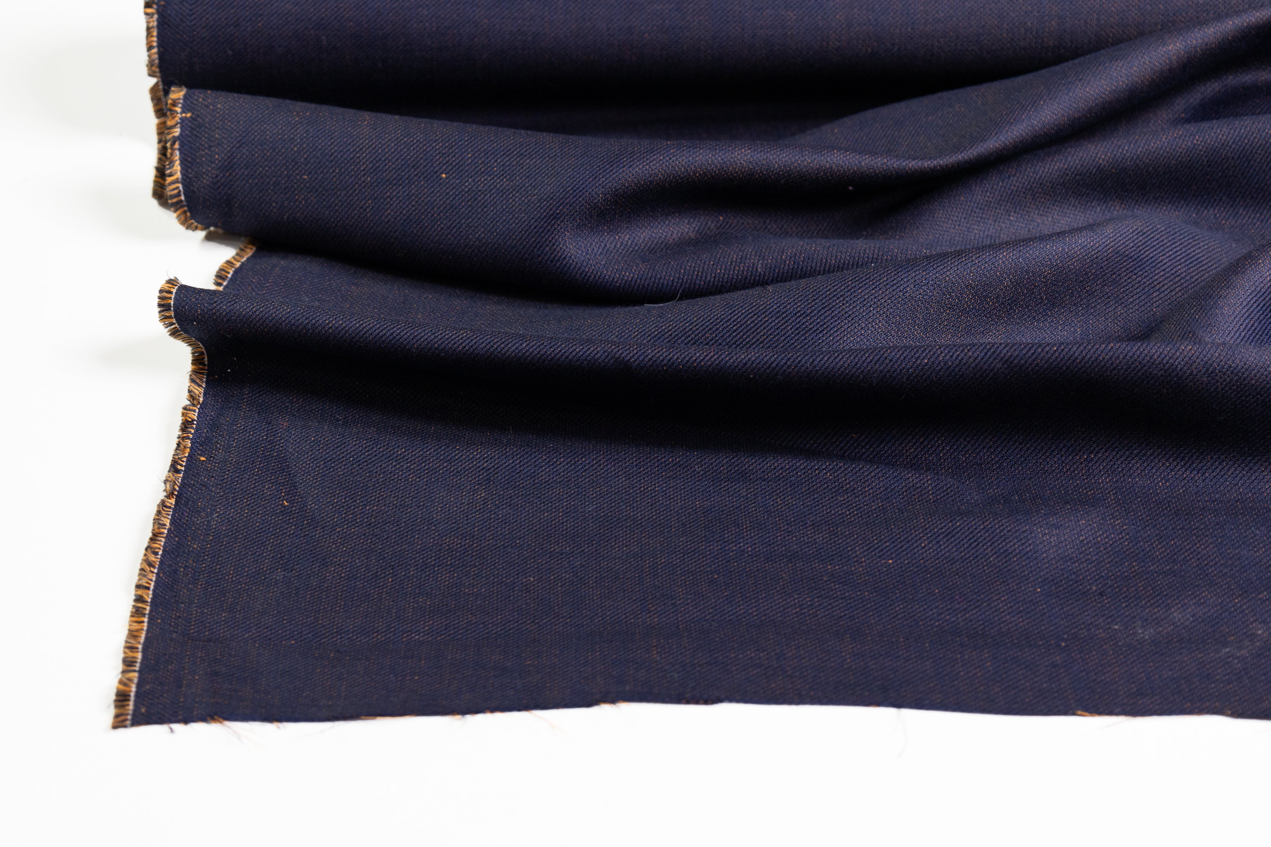 Two-Tone Italian Cashmere Linen Silk Suiting - Navy / Bronze