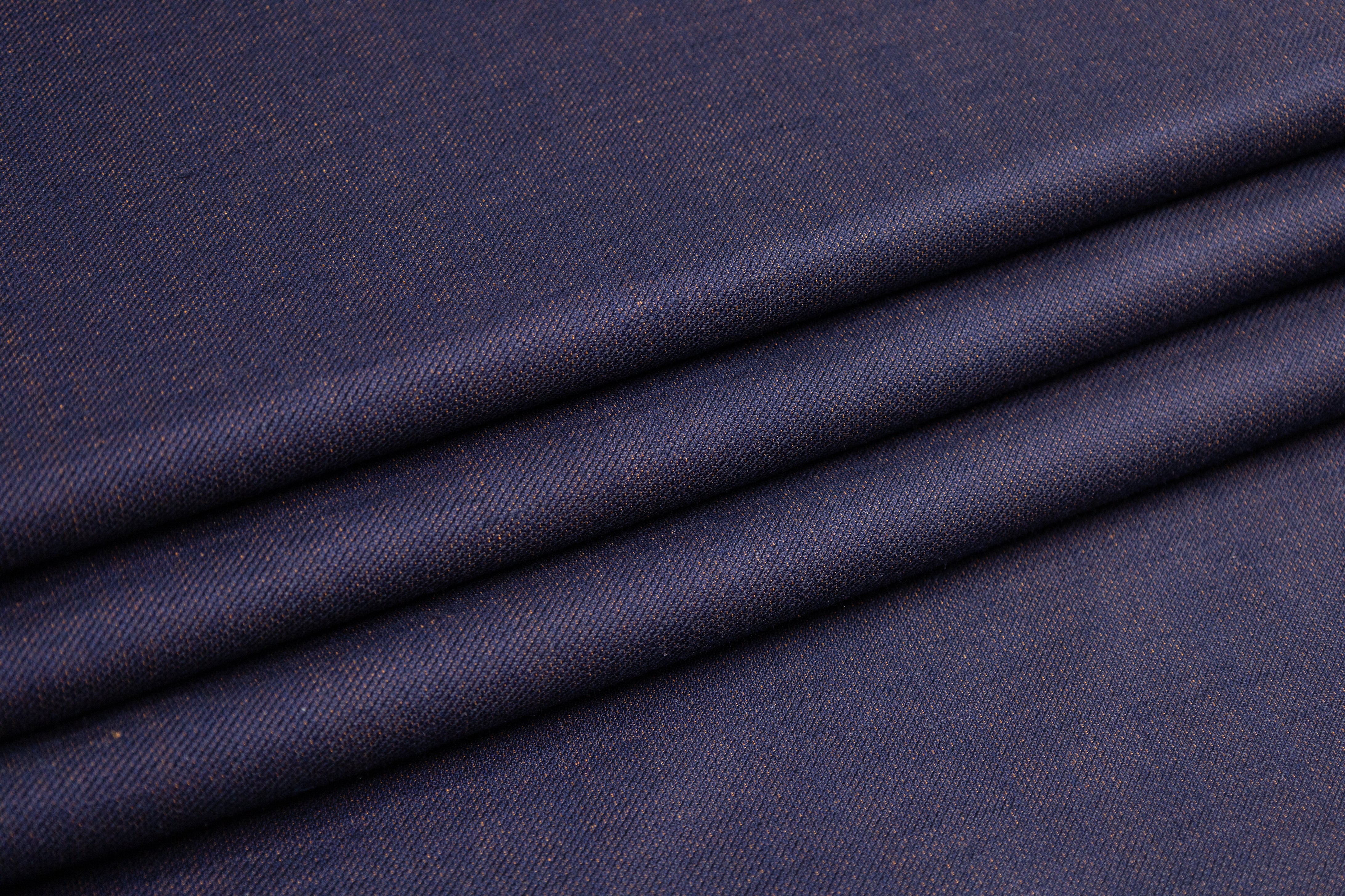 Two-Tone Italian Cashmere Linen Silk Suiting - Navy / Bronze