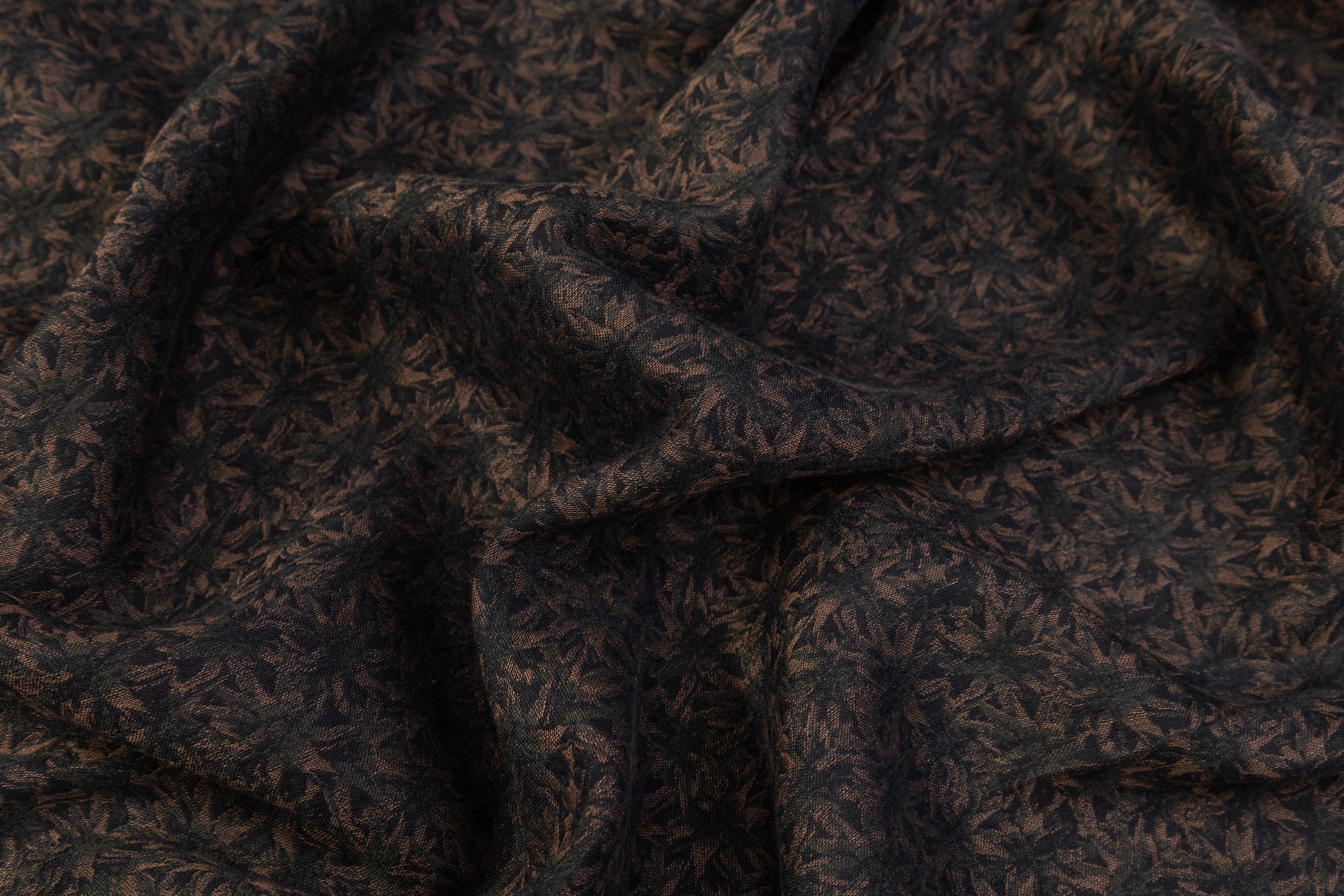 Italian Linen Jacquard - Green / Brown