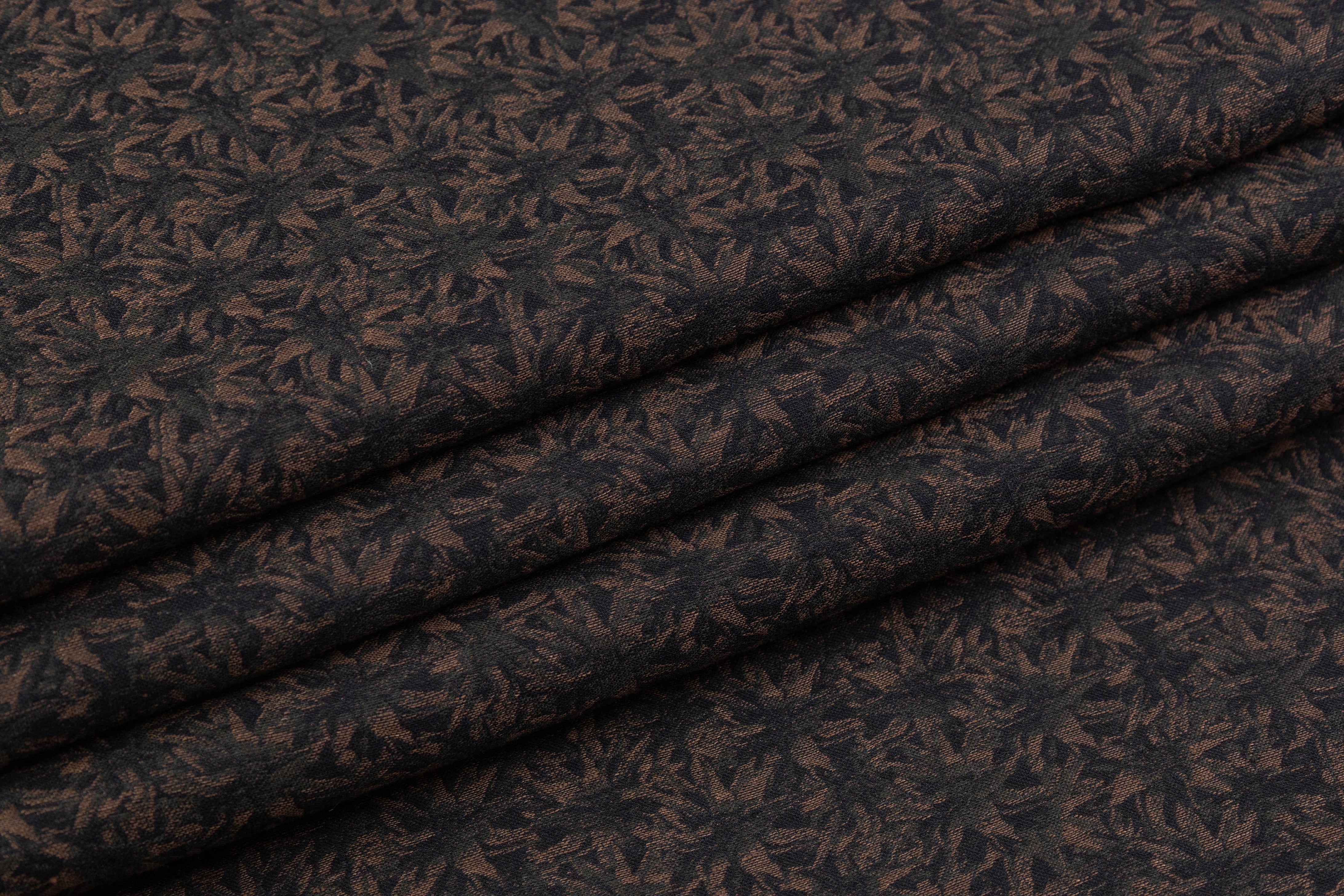 Italian Linen Jacquard - Green / Brown