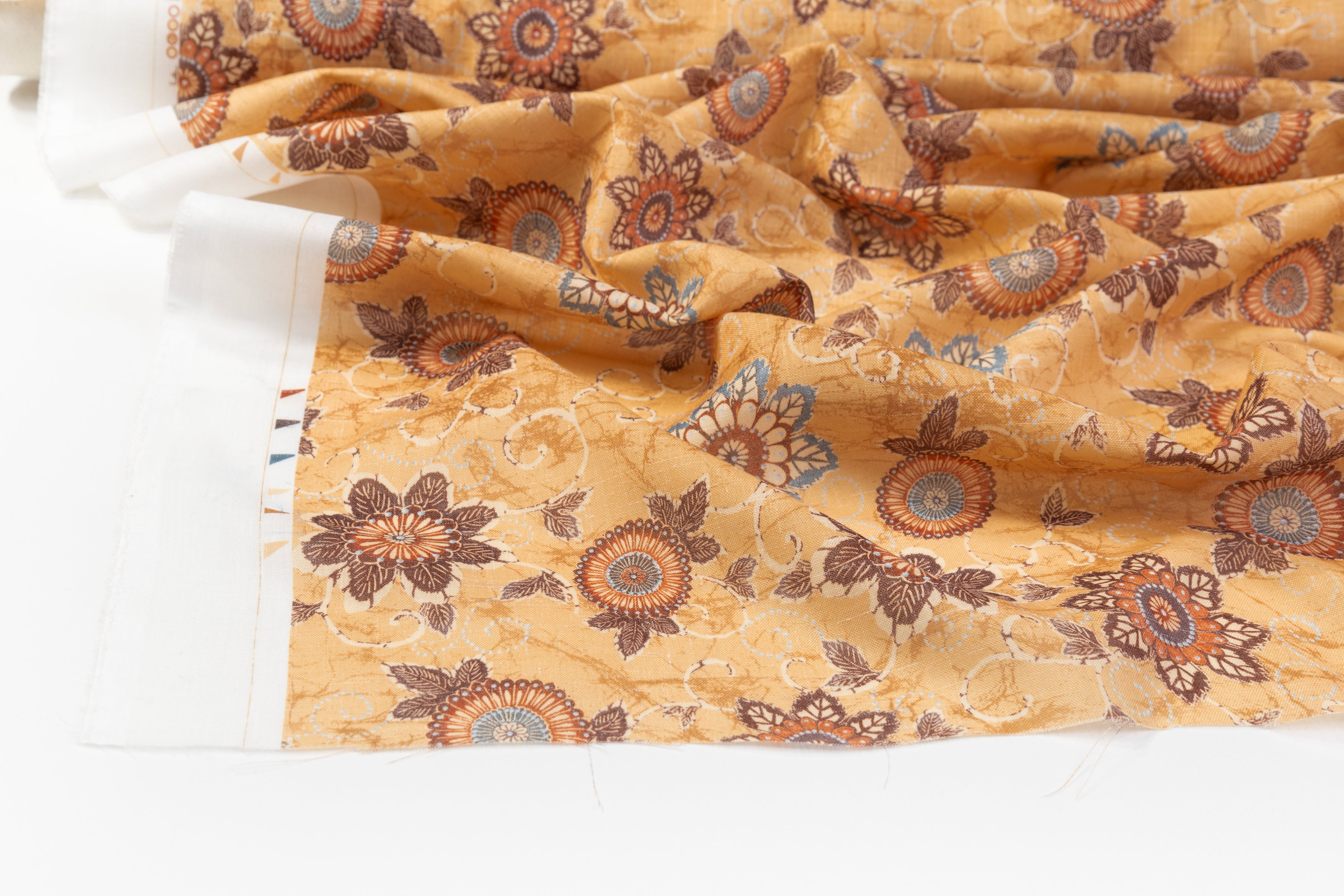 Floral Printed Italian Linen - Brown