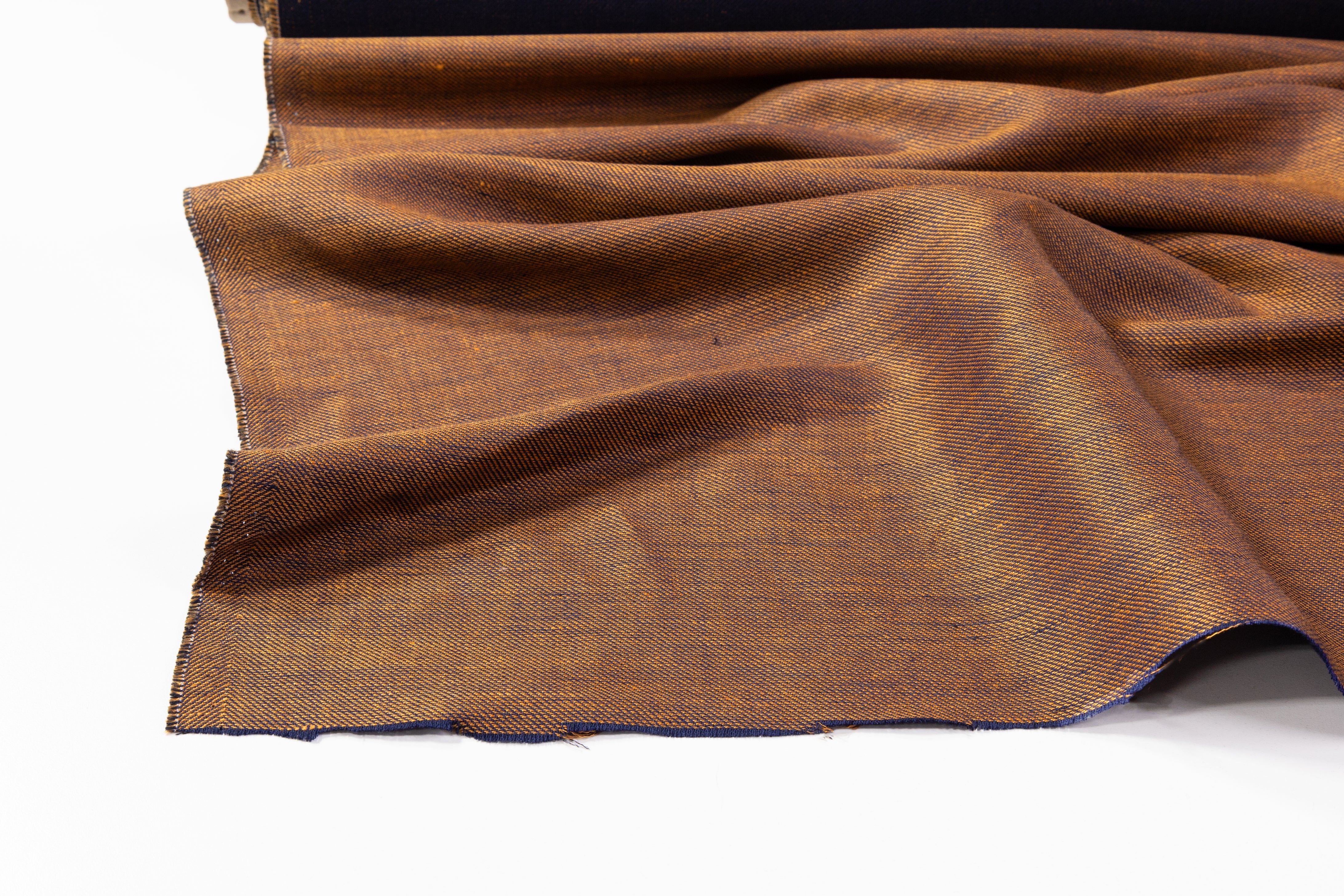 Two-Tone Italian Cashmere Linen Silk Suiting - Navy / Bronze