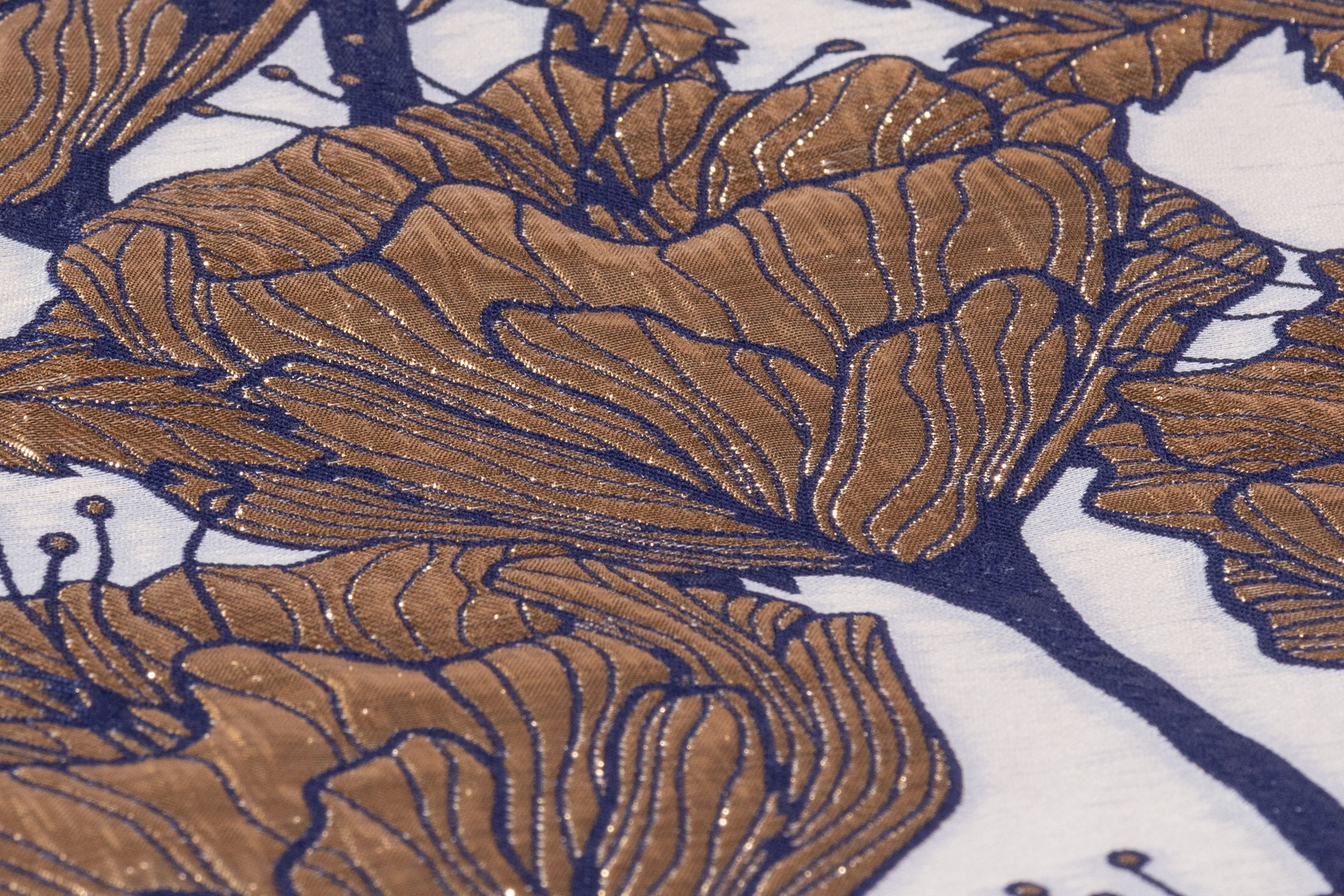 Floral Metallic Italian Brocade - Blue / Gold